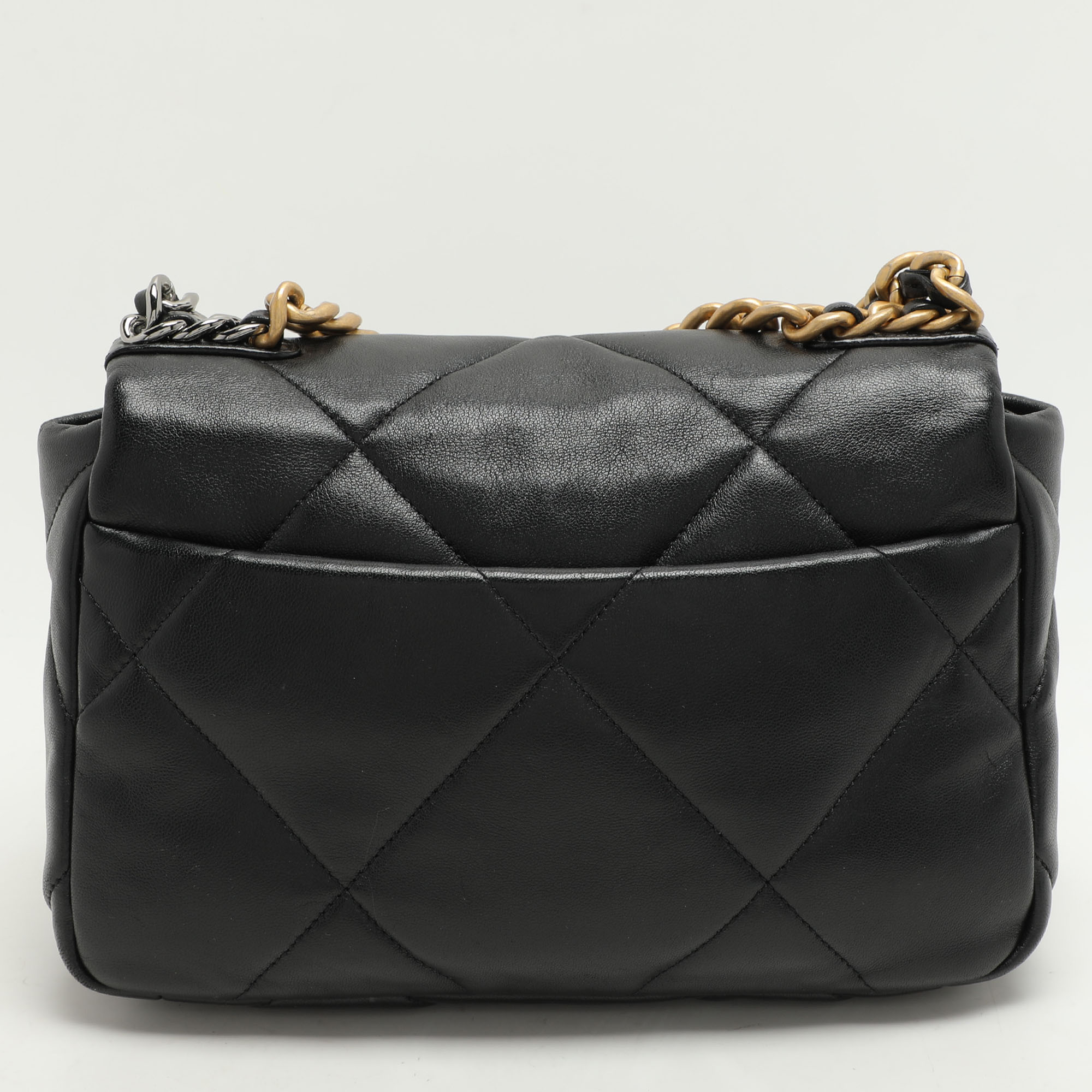 Chanel Black Quilted Leather Small 19 Flap Bag