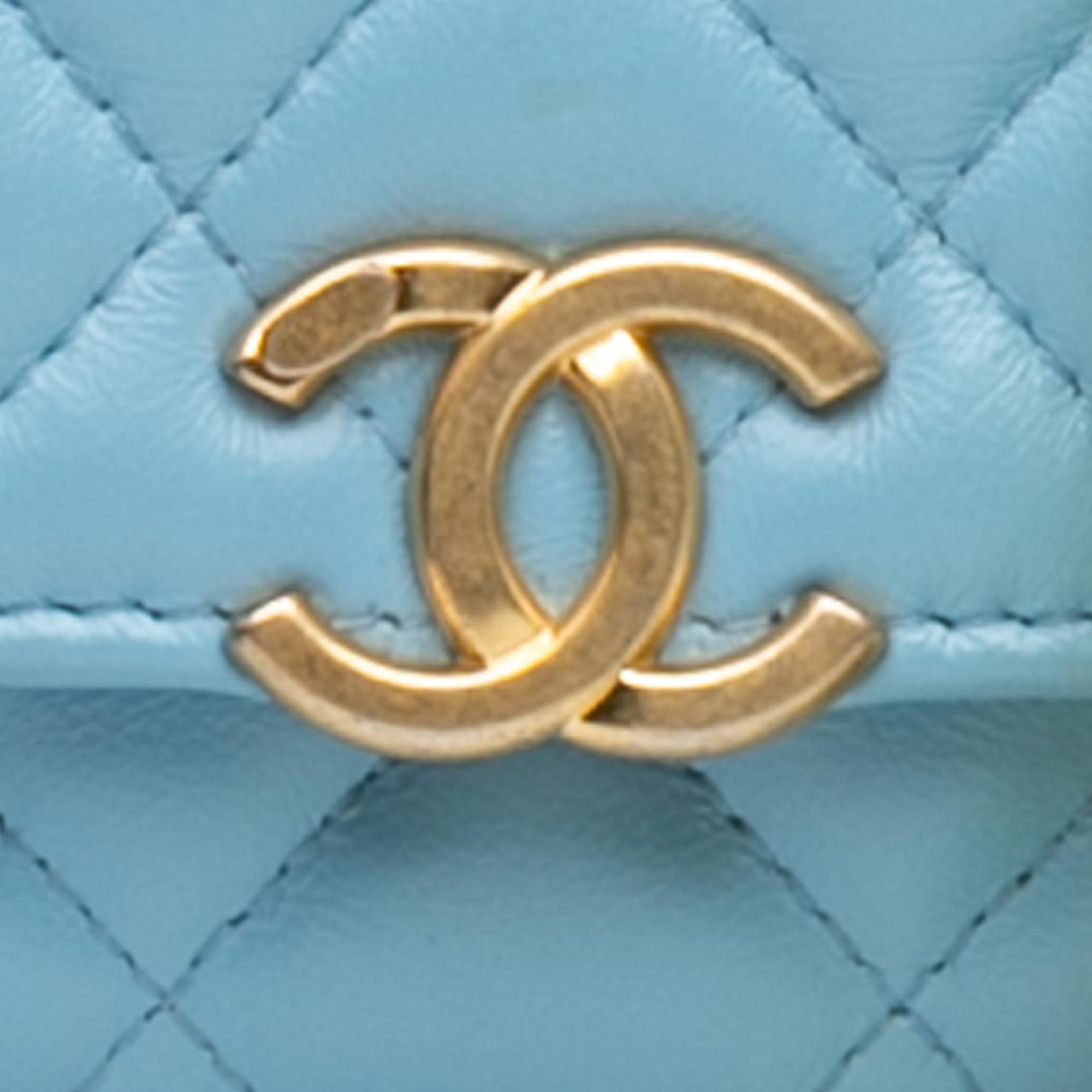 Chanel Blue Quilted Lambskin Candy Chain Wallet On Chain