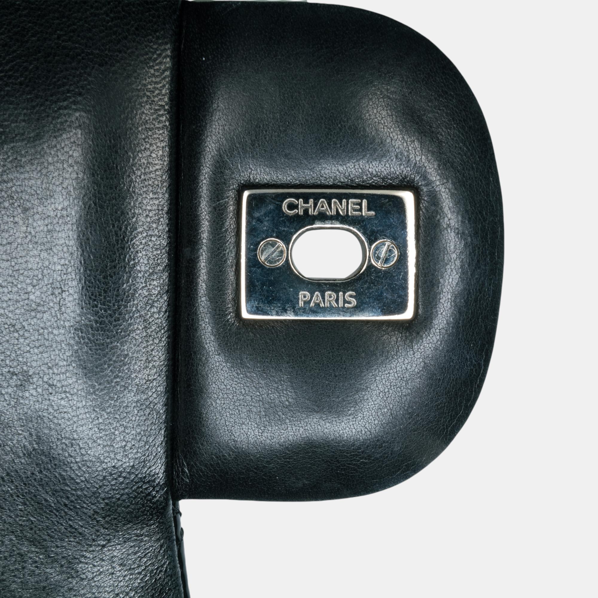 Chanel Black Jumbo Classic Patent Double Flap