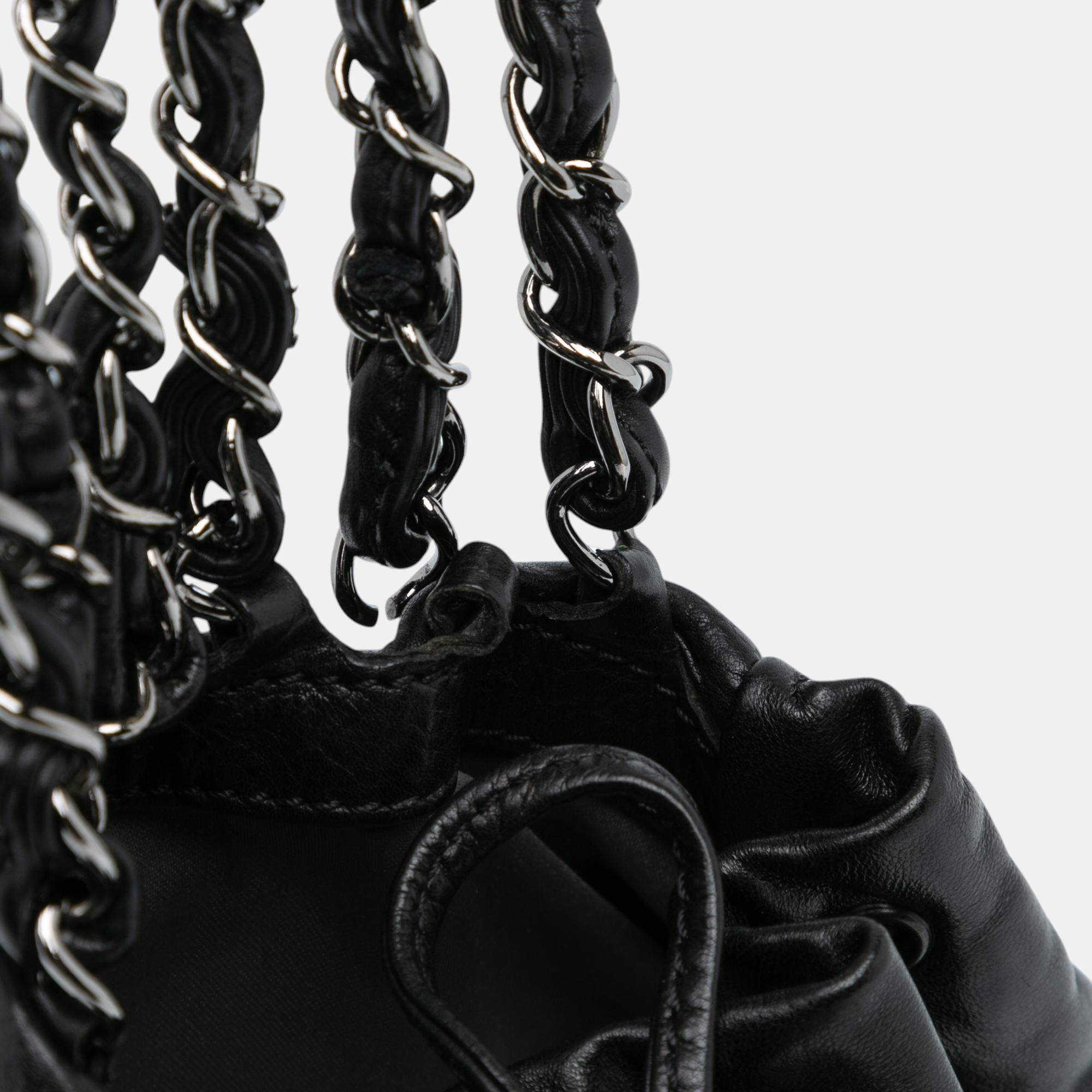 Chanel Black CC Calfskin Dual Twin Chain Handbag