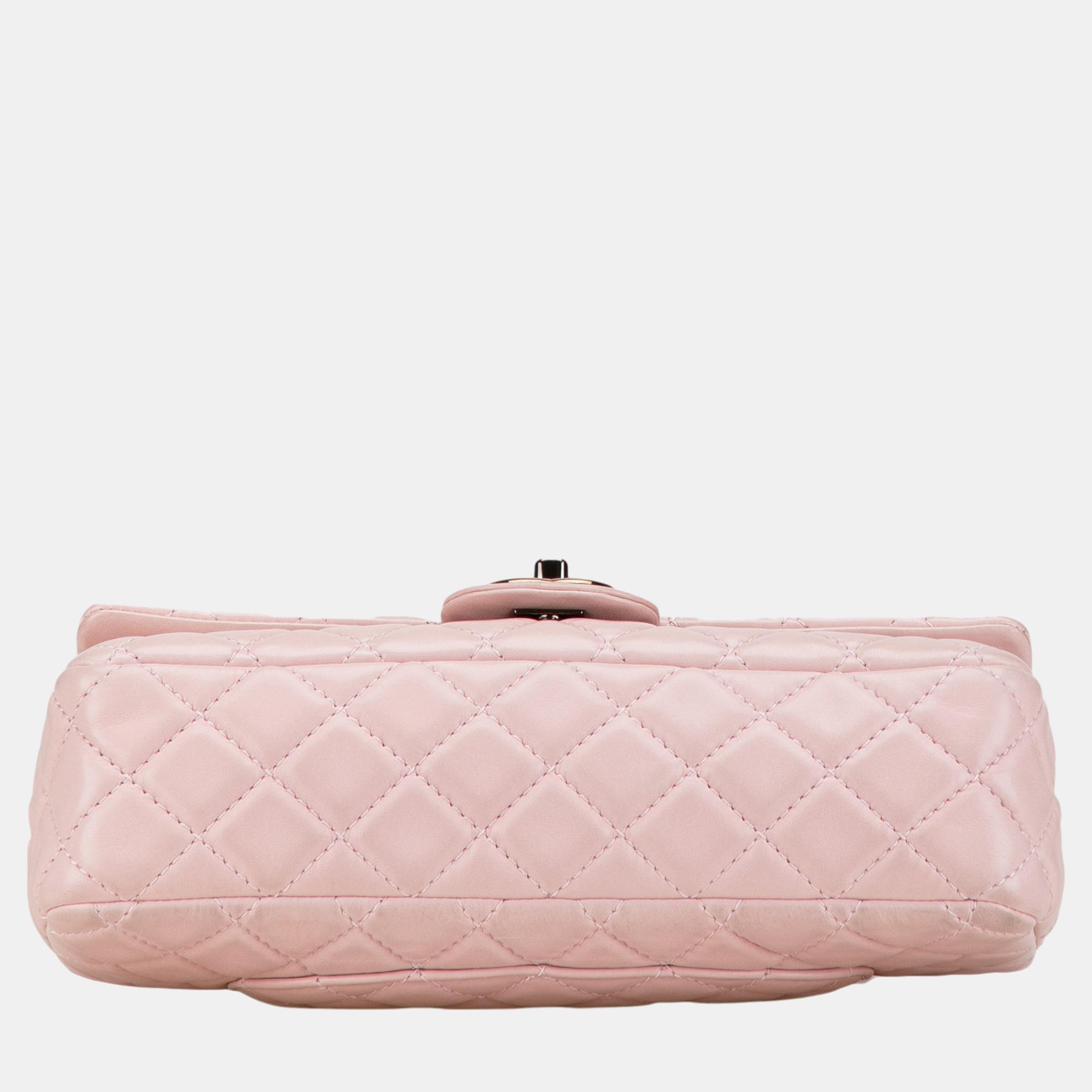 Chanel Pink Medium Classic Lambskin Double Flap