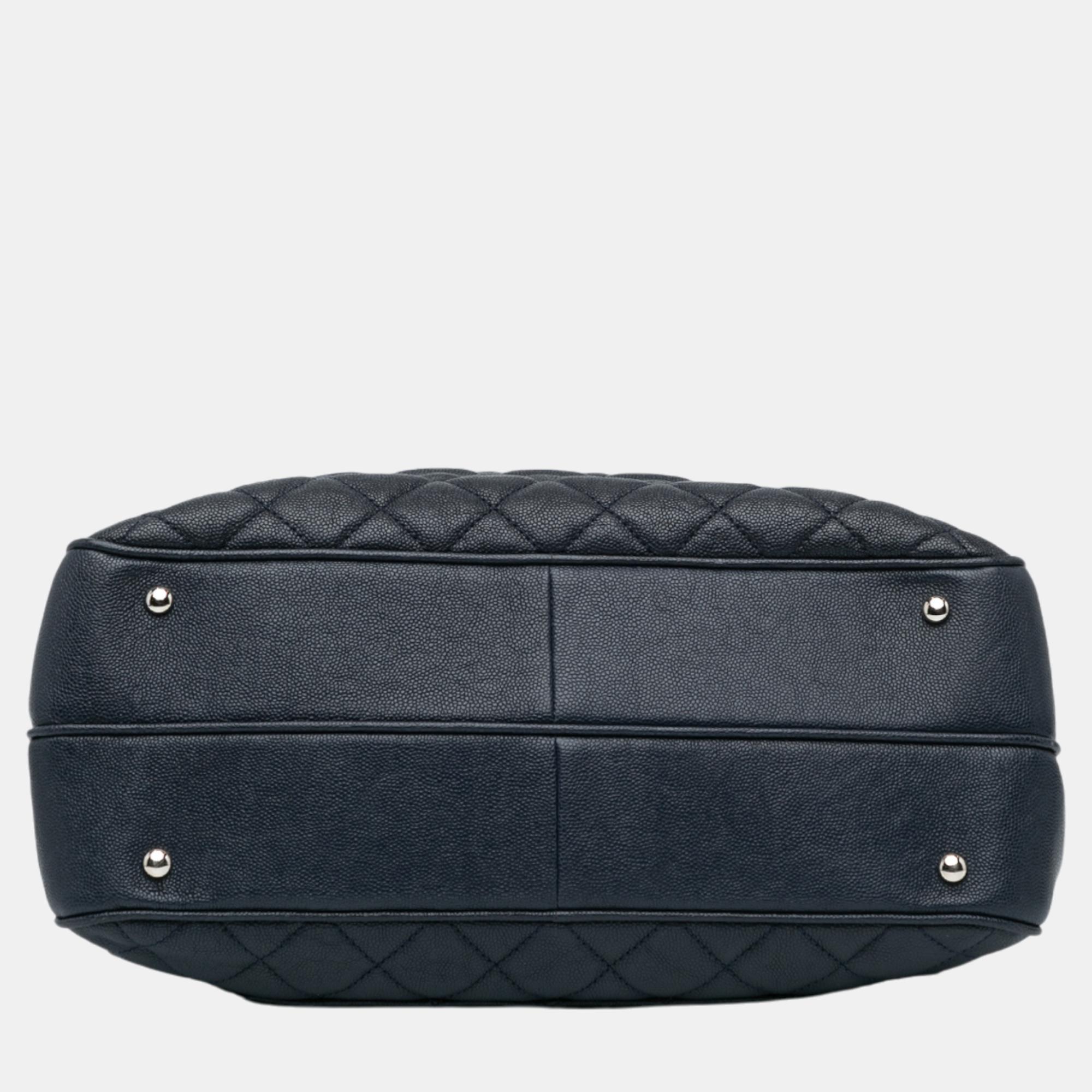 Chanel Navy Blue Large Quilted Caviar Urban Companion Tote