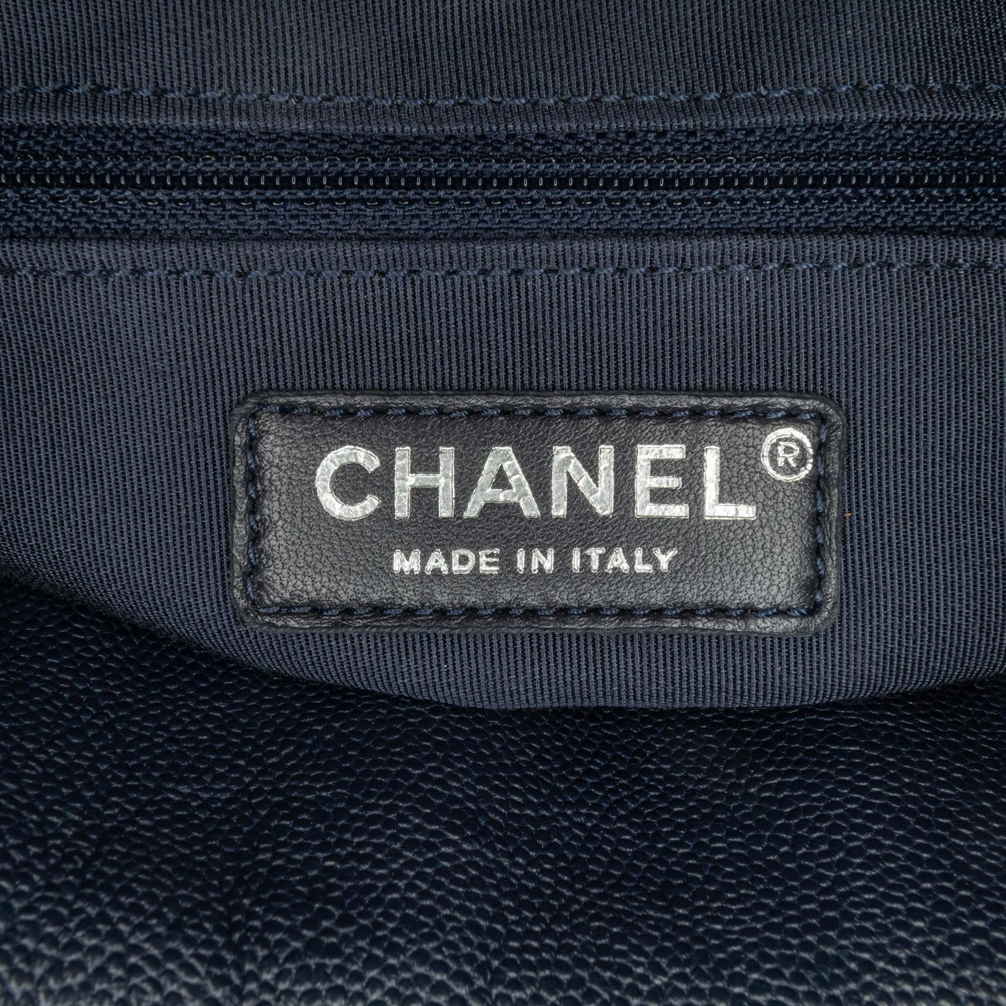 Chanel Navy Blue Large Quilted Caviar Urban Companion Tote