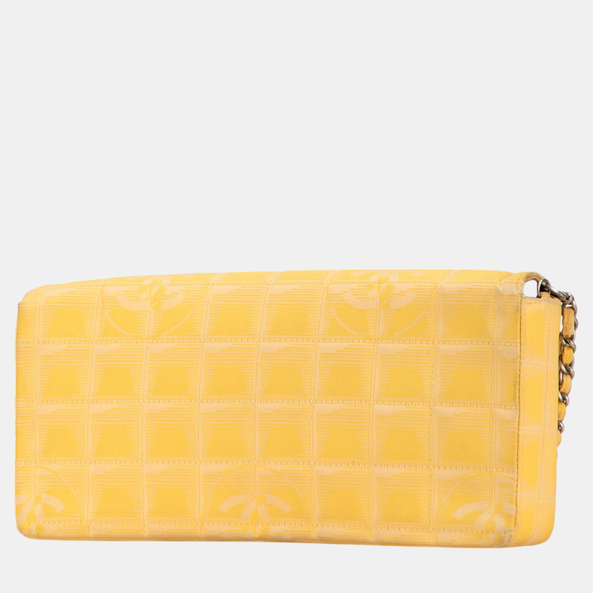 Chanel Yellow New Travel Line Nylon East West Flap