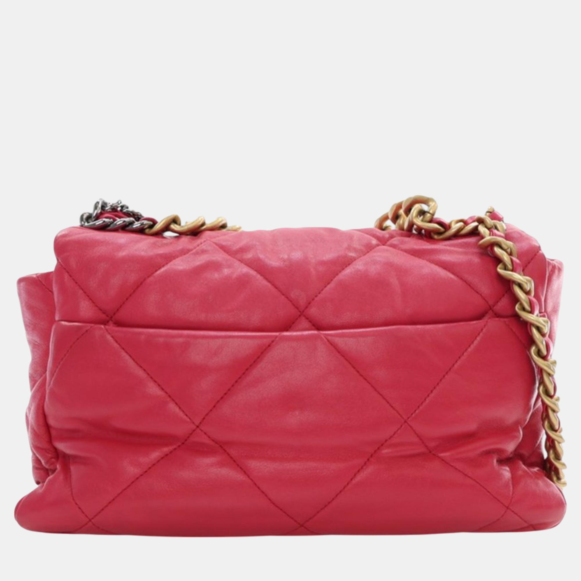 Chanel Pink Large Lambskin 19 Flap