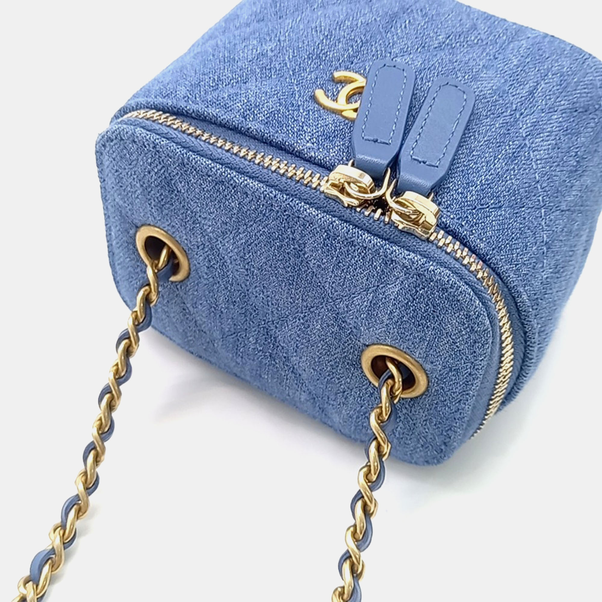 Chanel Denim Vanity Golden Ball Crossbody Bag