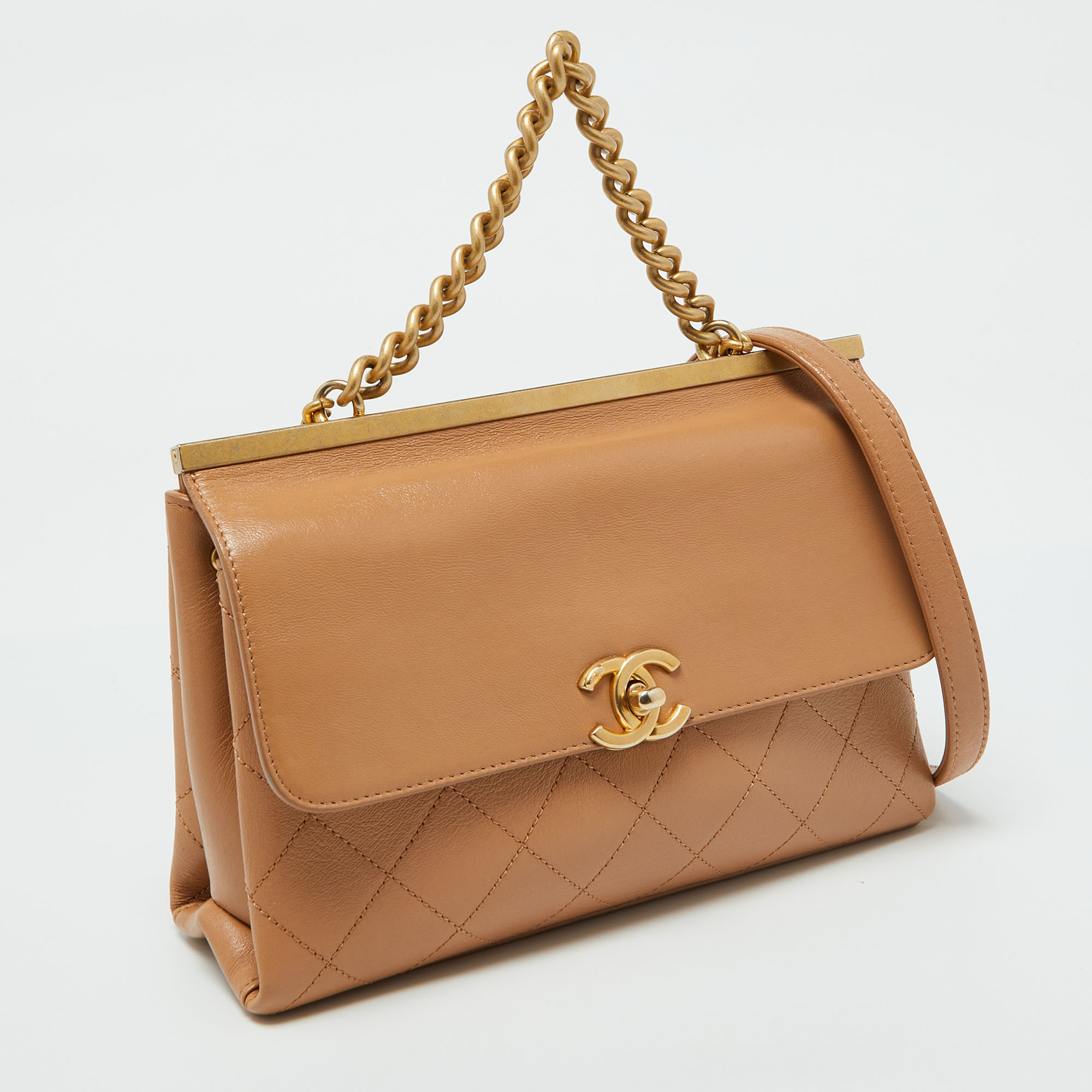 Chanel Beige Leather Small Coco Luxe Flap Bag