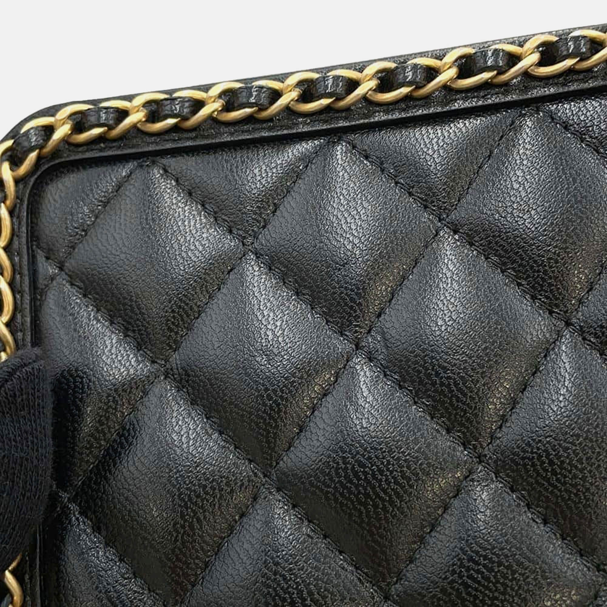 Chanel Black Lambskin CC Filigree Mini Chain Shoulder Bag