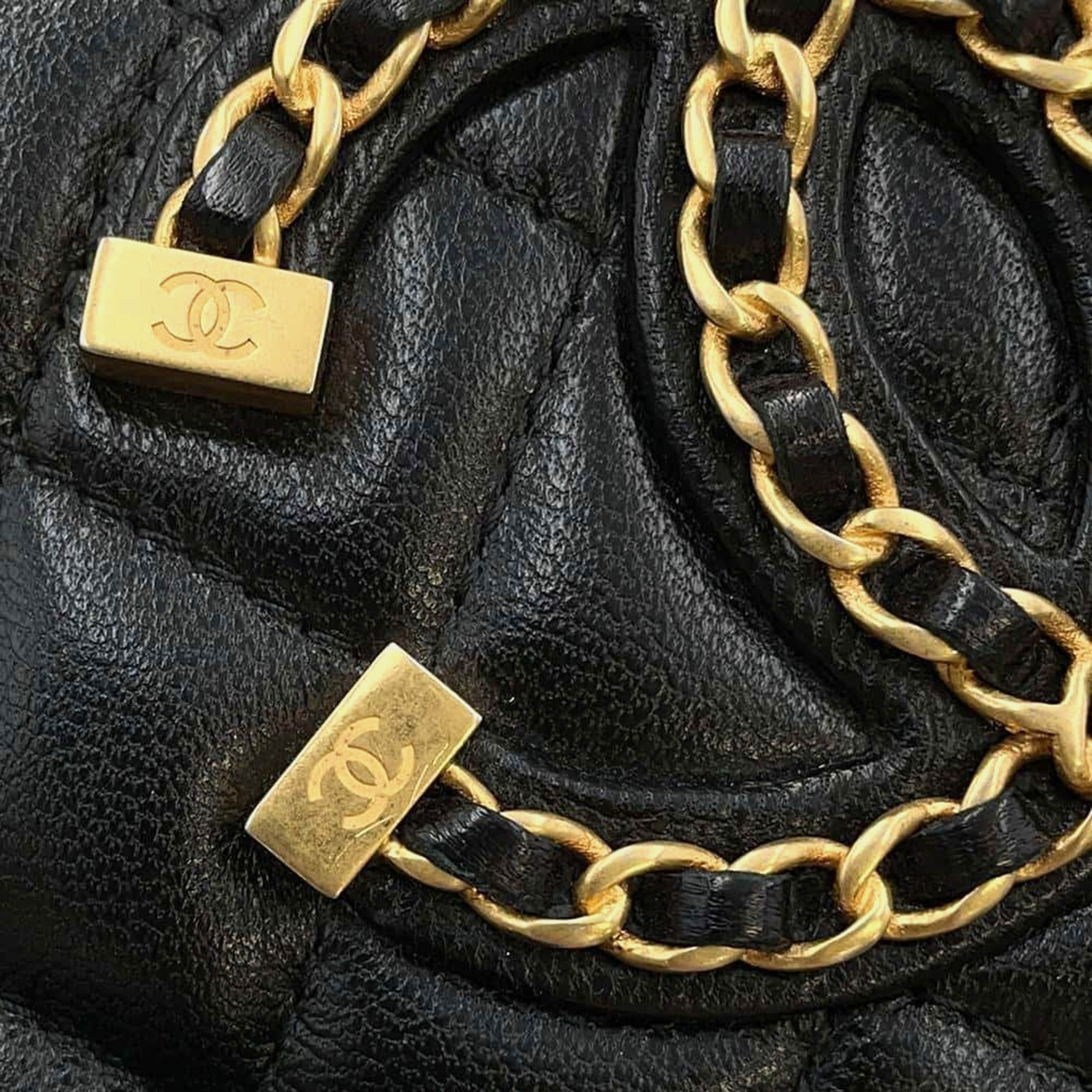 Chanel Black Lambskin CC Filigree Mini Chain Shoulder Bag