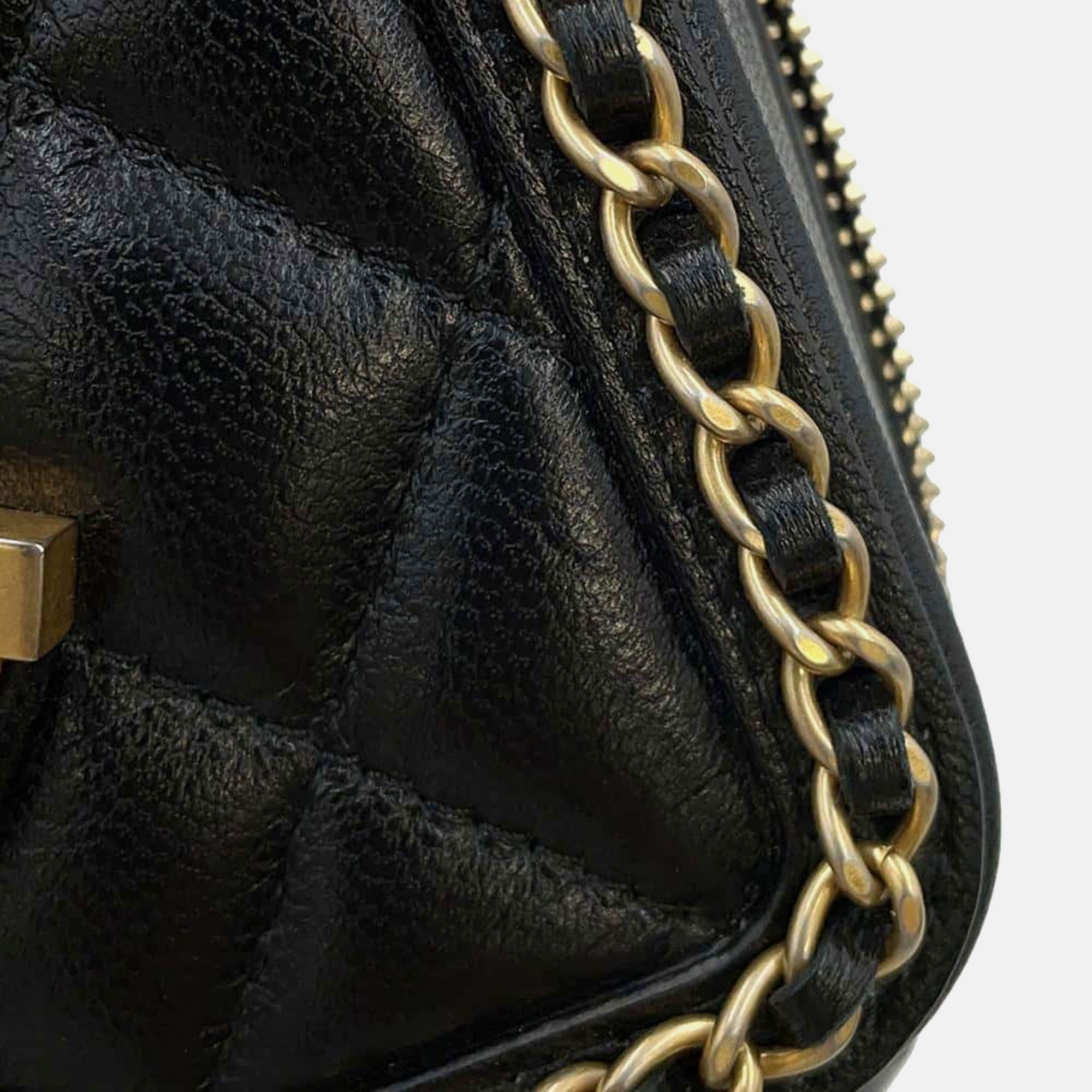 Chanel Black Lambskin CC Filigree Mini Chain Shoulder Bag