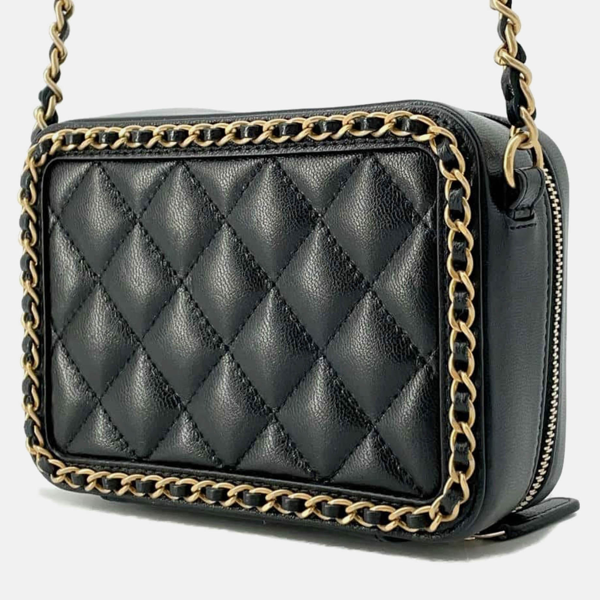 Chanel Black Lambskin CC Filigree Mini Chain Shoulder Bag