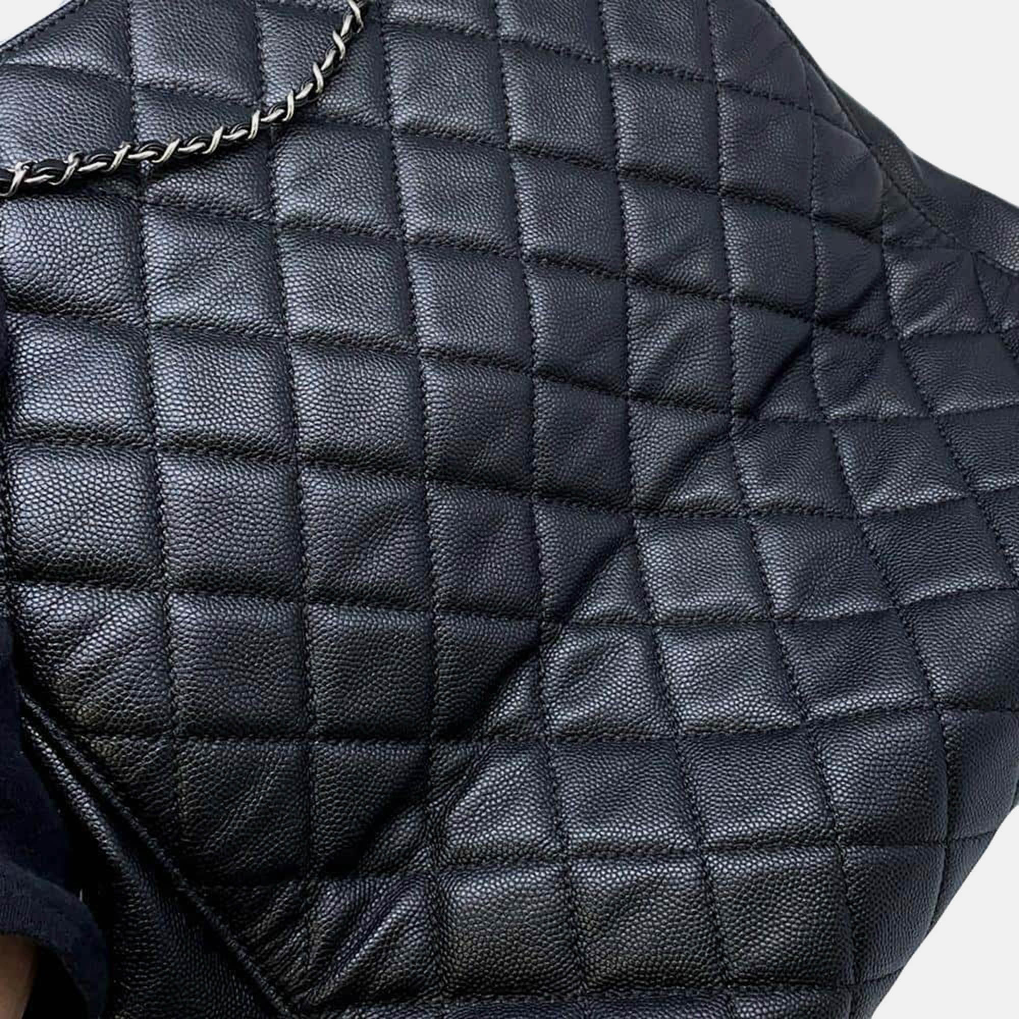 Chanel Black Caviar Leather CC Bucket Bag