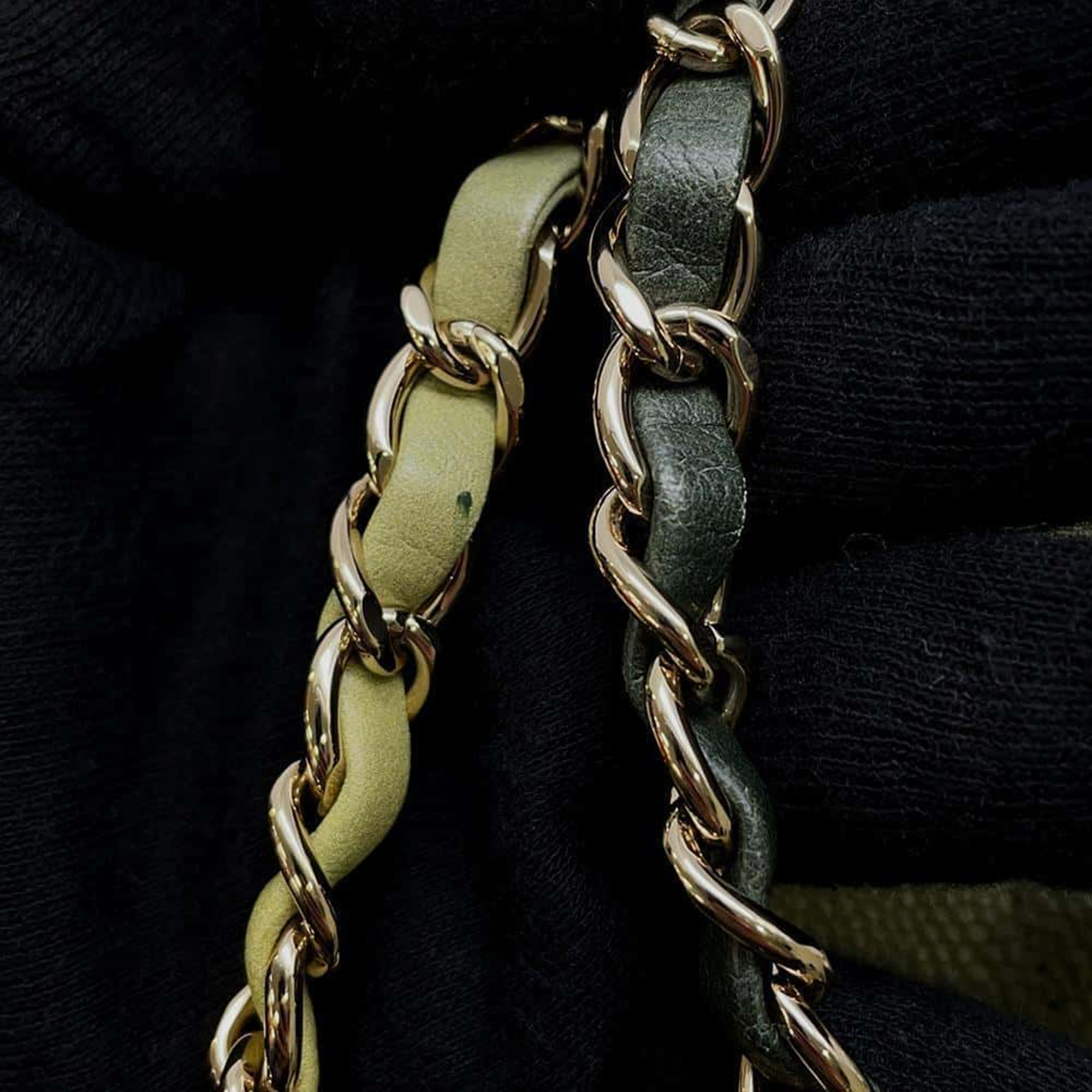 Chanel Khaki Caviar Leather Chain Shoulder Bag