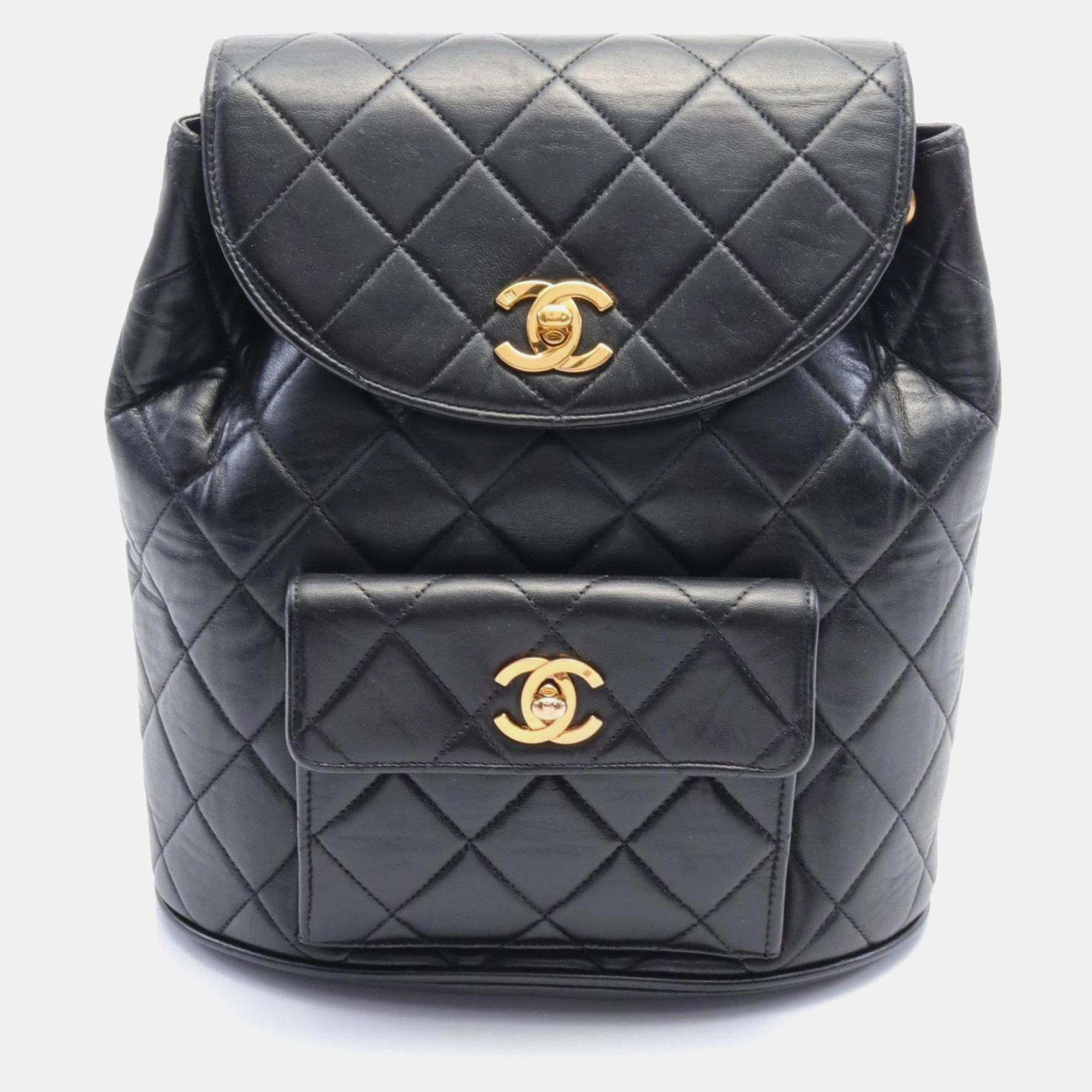 Chanel Leather Black Matelasse Backpack