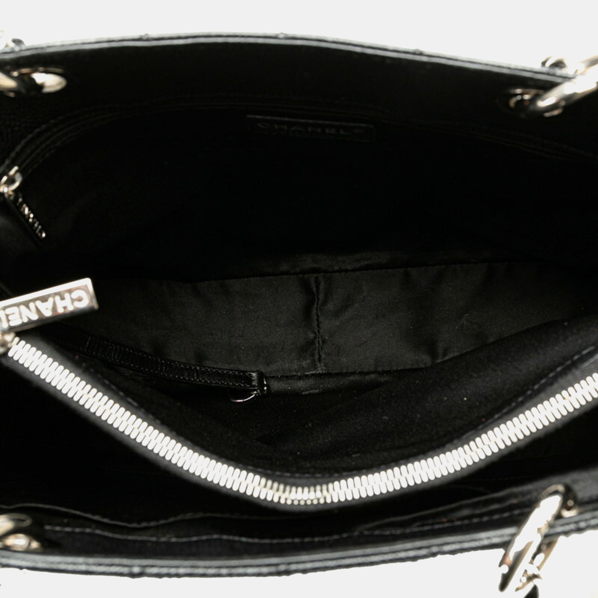 Chanel Black Caviar Skin Matelasse GST Coco Mark Chain Tote Bag