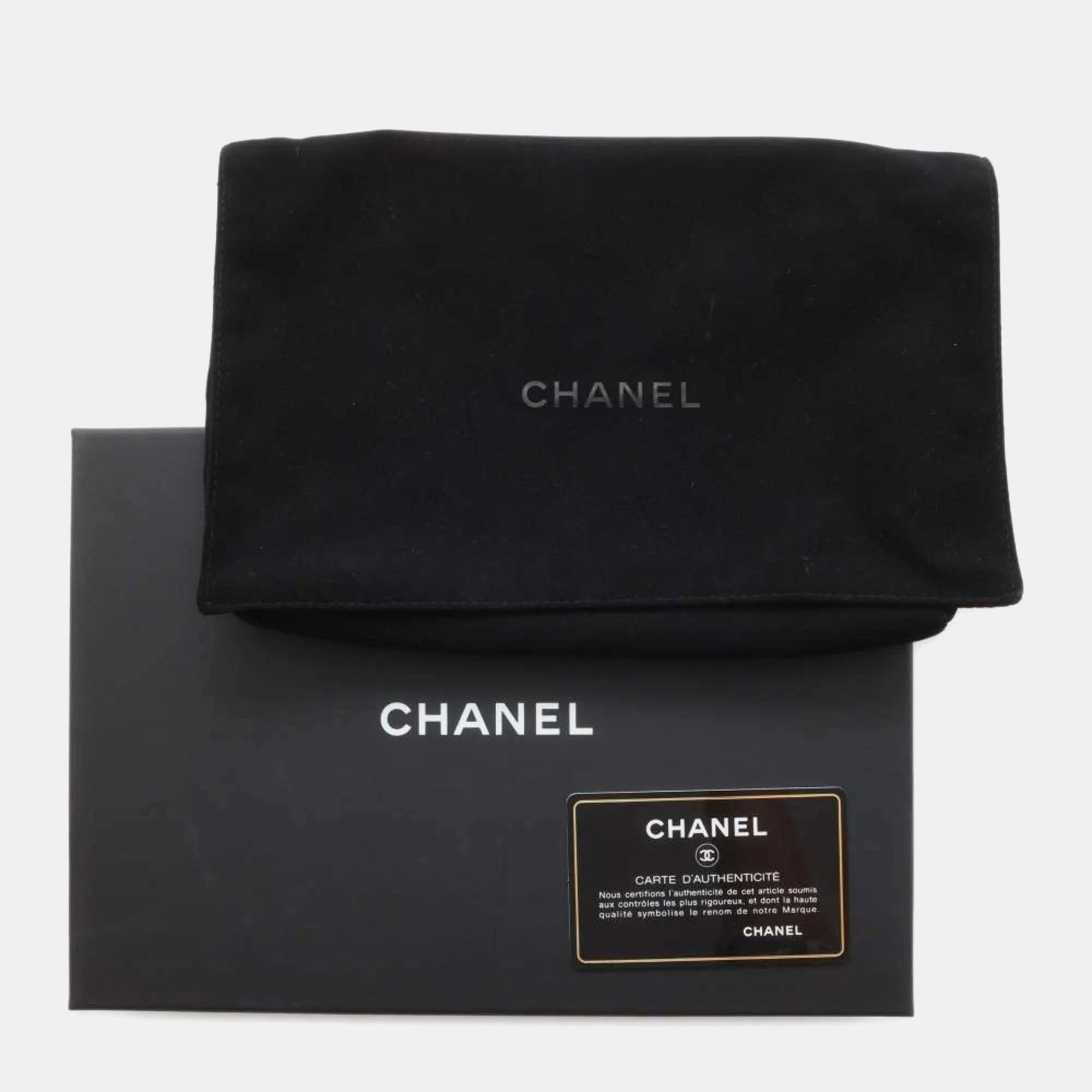 Chanel Black Matelasse Coco Mark Patent Chain Wallet