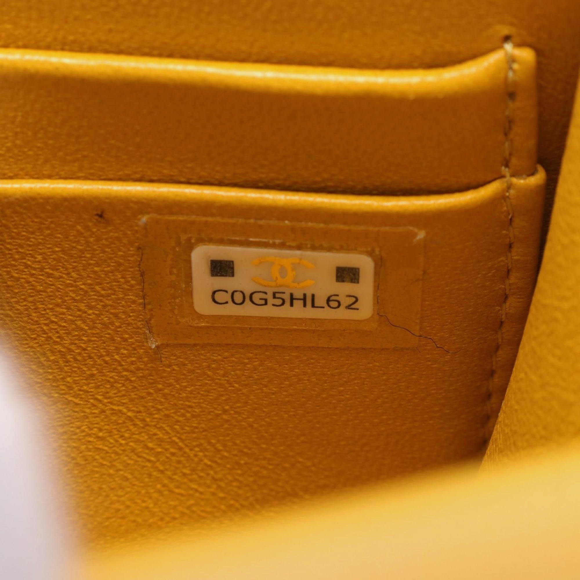 Chanel Leather Yellow Matelasse Chain Clutch Shoulder Bag