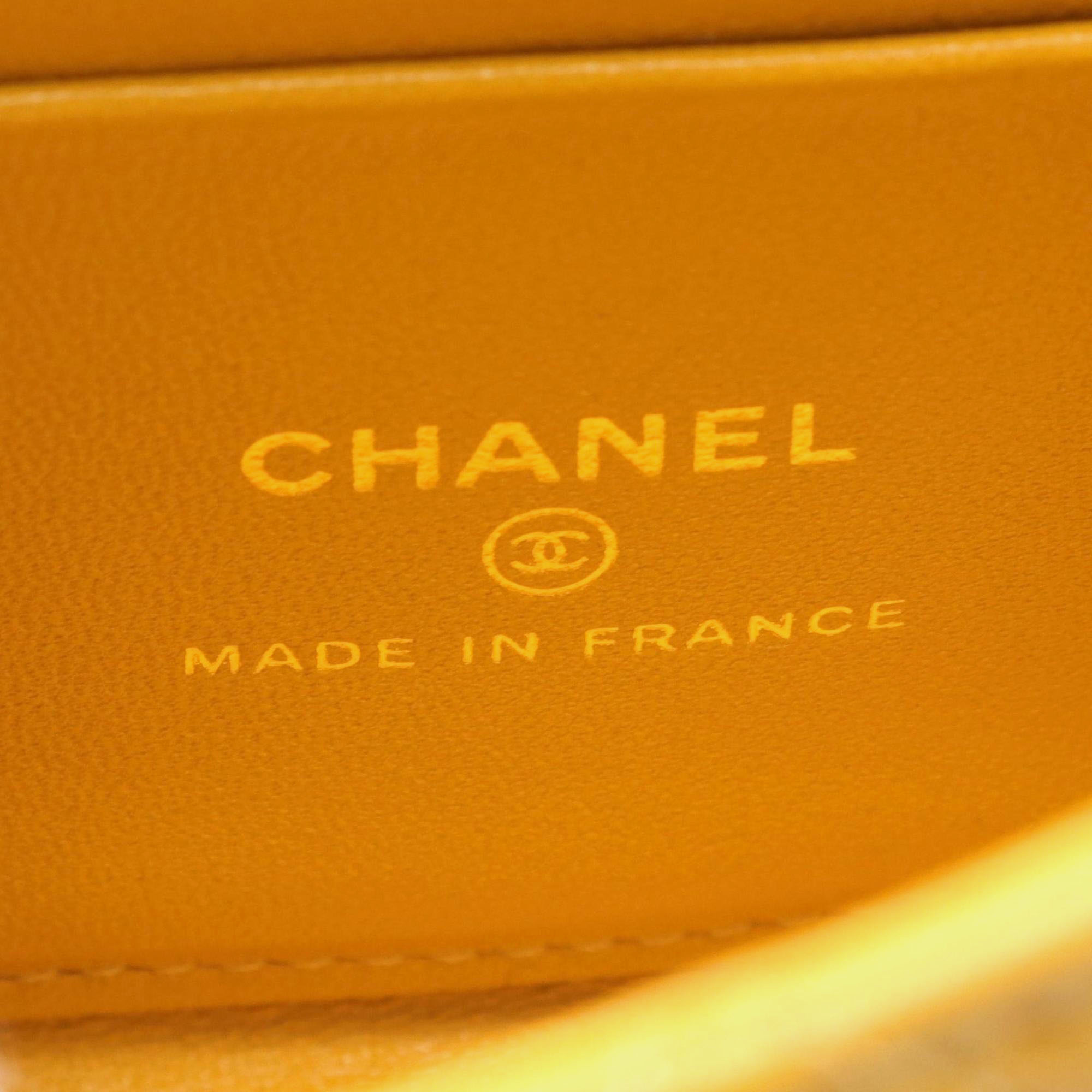 Chanel Leather Yellow Matelasse Chain Clutch Shoulder Bag