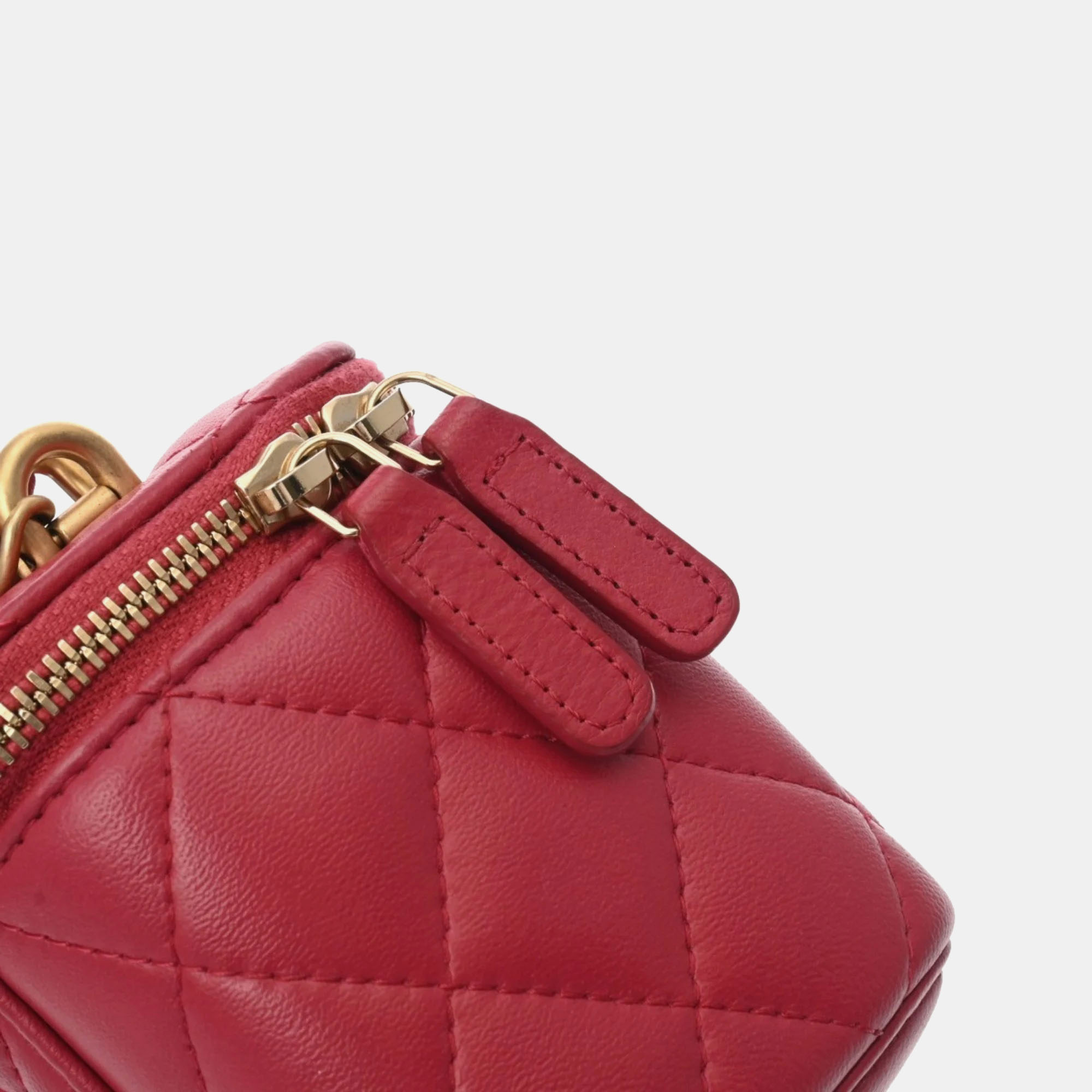 Chanel Pink Lambskin Matelasse Small Vanity Shoulder Bag