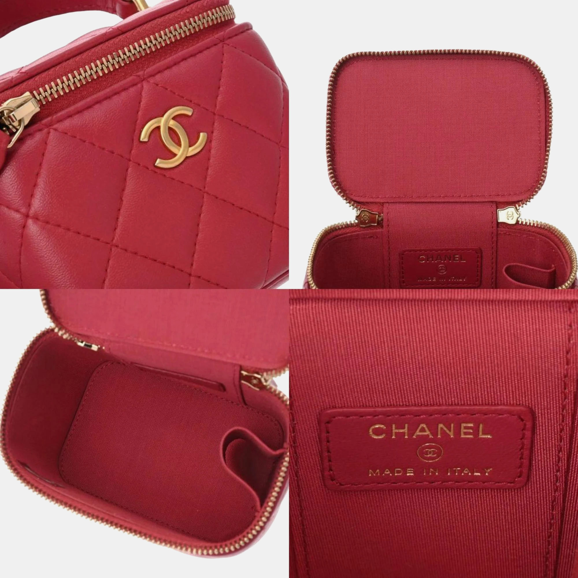 Chanel Pink Lambskin Matelasse Small Vanity Shoulder Bag