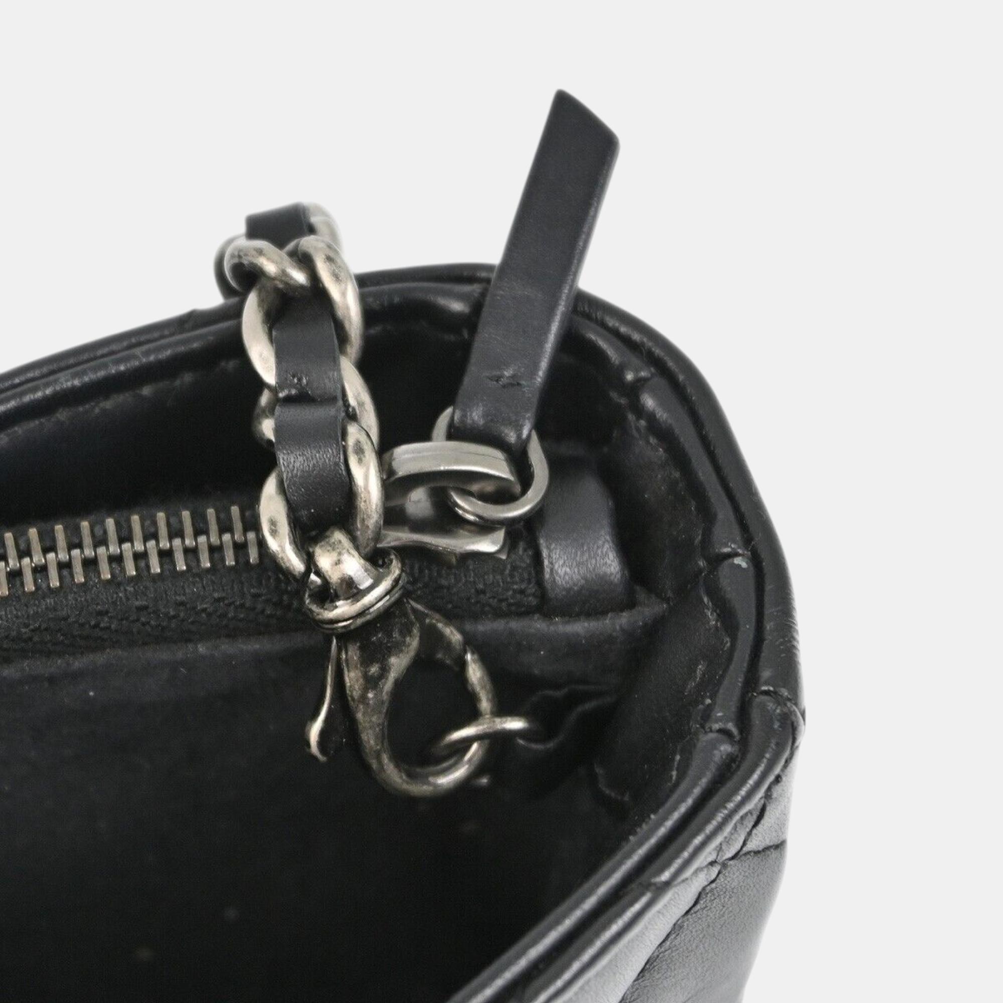 Chanel Black Lambskin Mademoiselle Lock Shoulder Bag