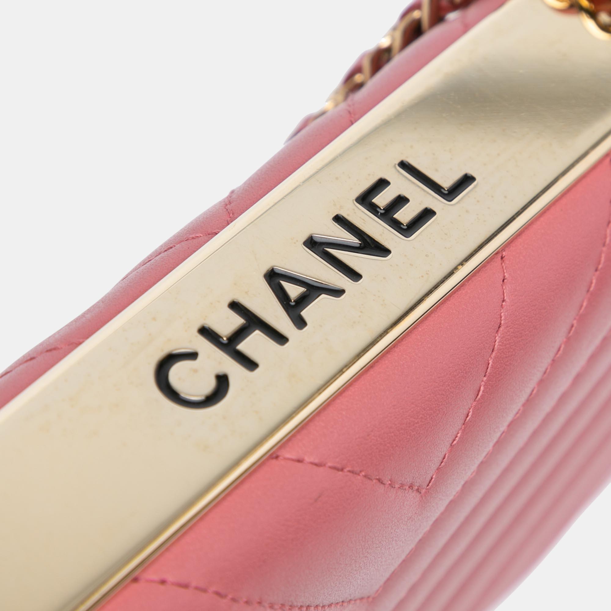 Chanel Chevron Quilted Lambskin Trendy CC Wallet On Chain