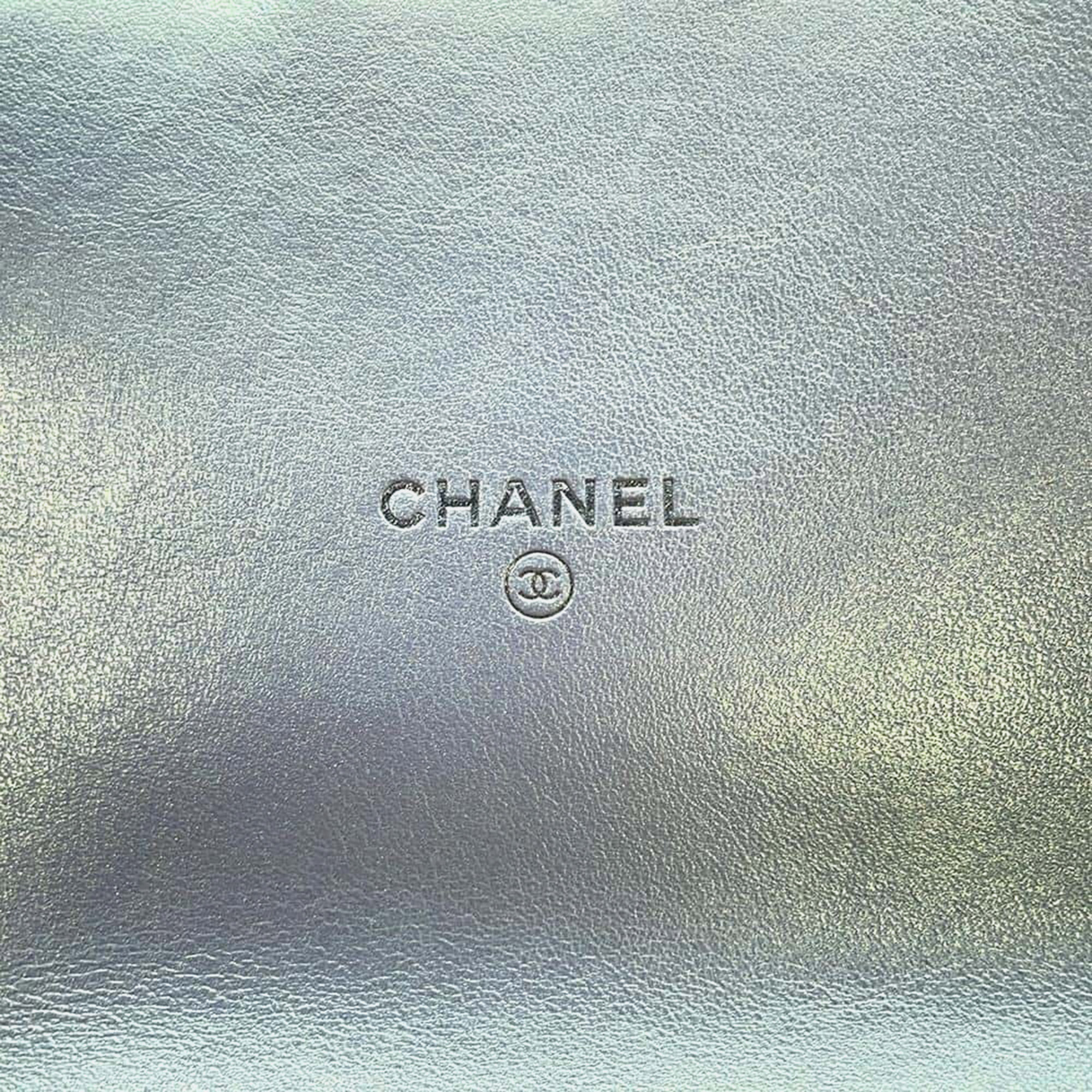 Chanel Light Blue Lambskin Matelasse Chain Clutch Bag