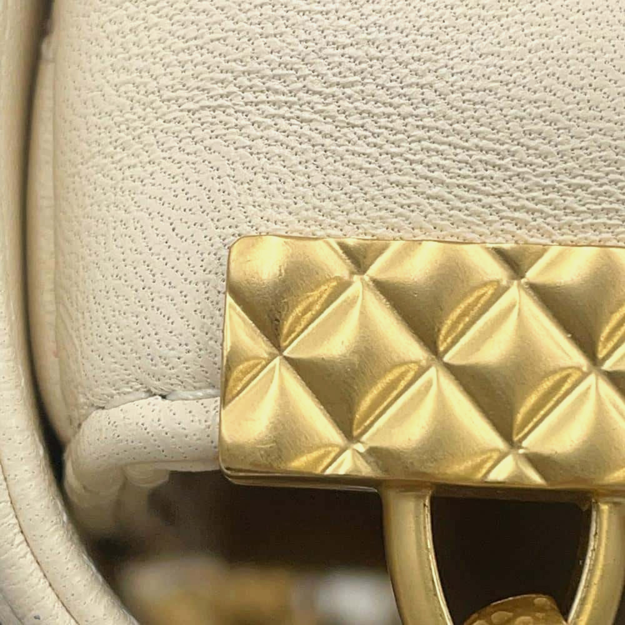 Chanel White Lambskin Matelasse Coin Motif Chain Shoulder Bag