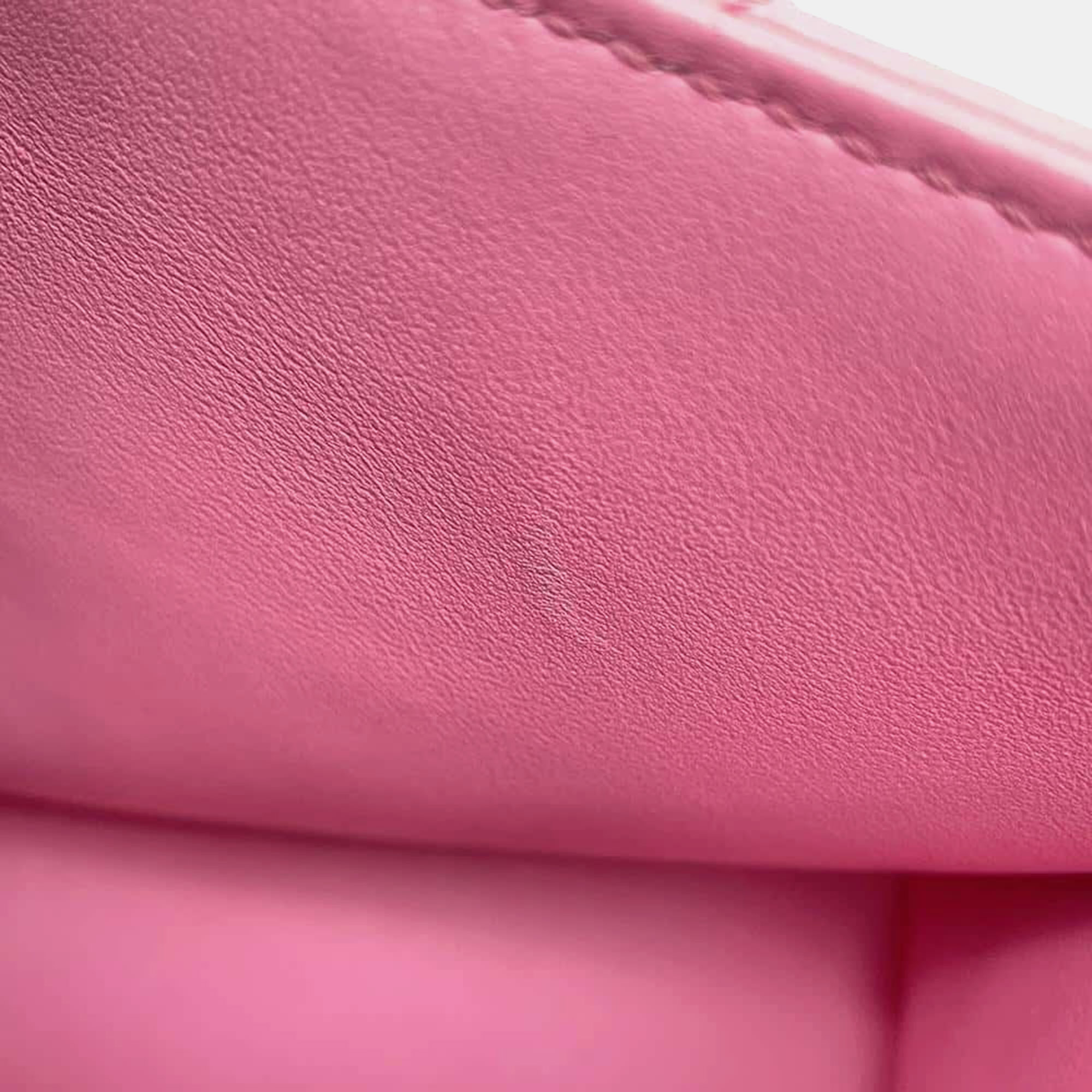 Chanel Pink Lambskin Matelasse Lambskin Top Handle Bag