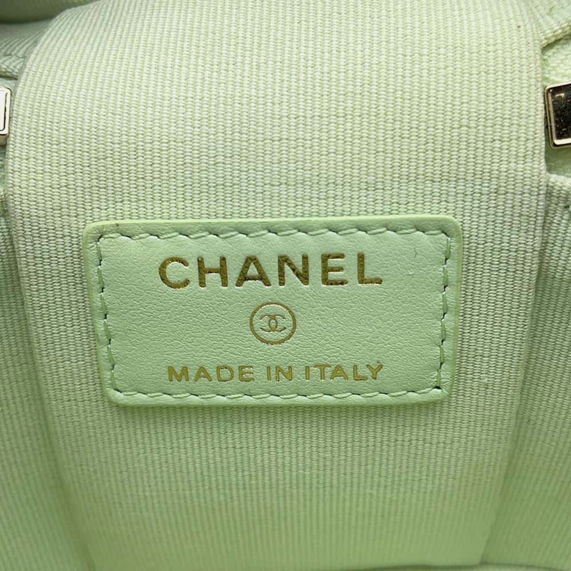 Chanel Light Green Caviar Leather Matelasse Small Vanity Shoulder Bag