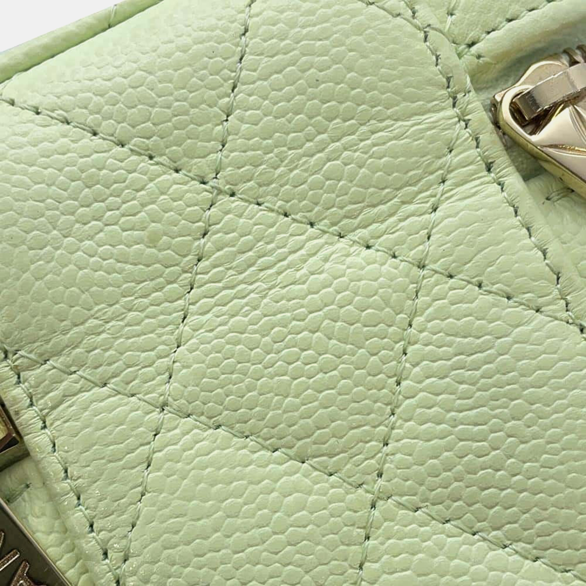 Chanel Light Green Caviar Leather Matelasse Small Vanity Shoulder Bag