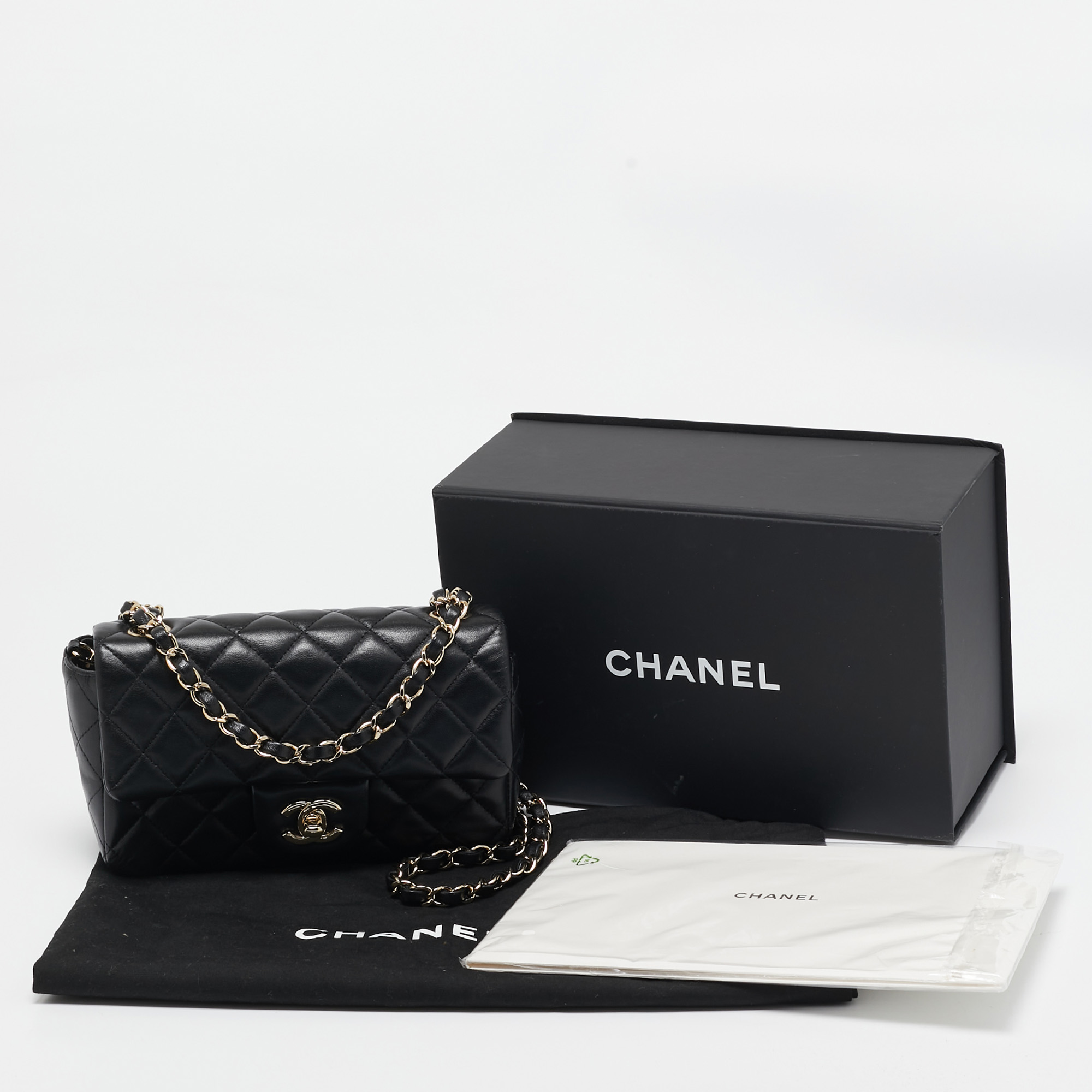 Chanel Black Quilted Leather Mini Rectangular Classic Flap Bag