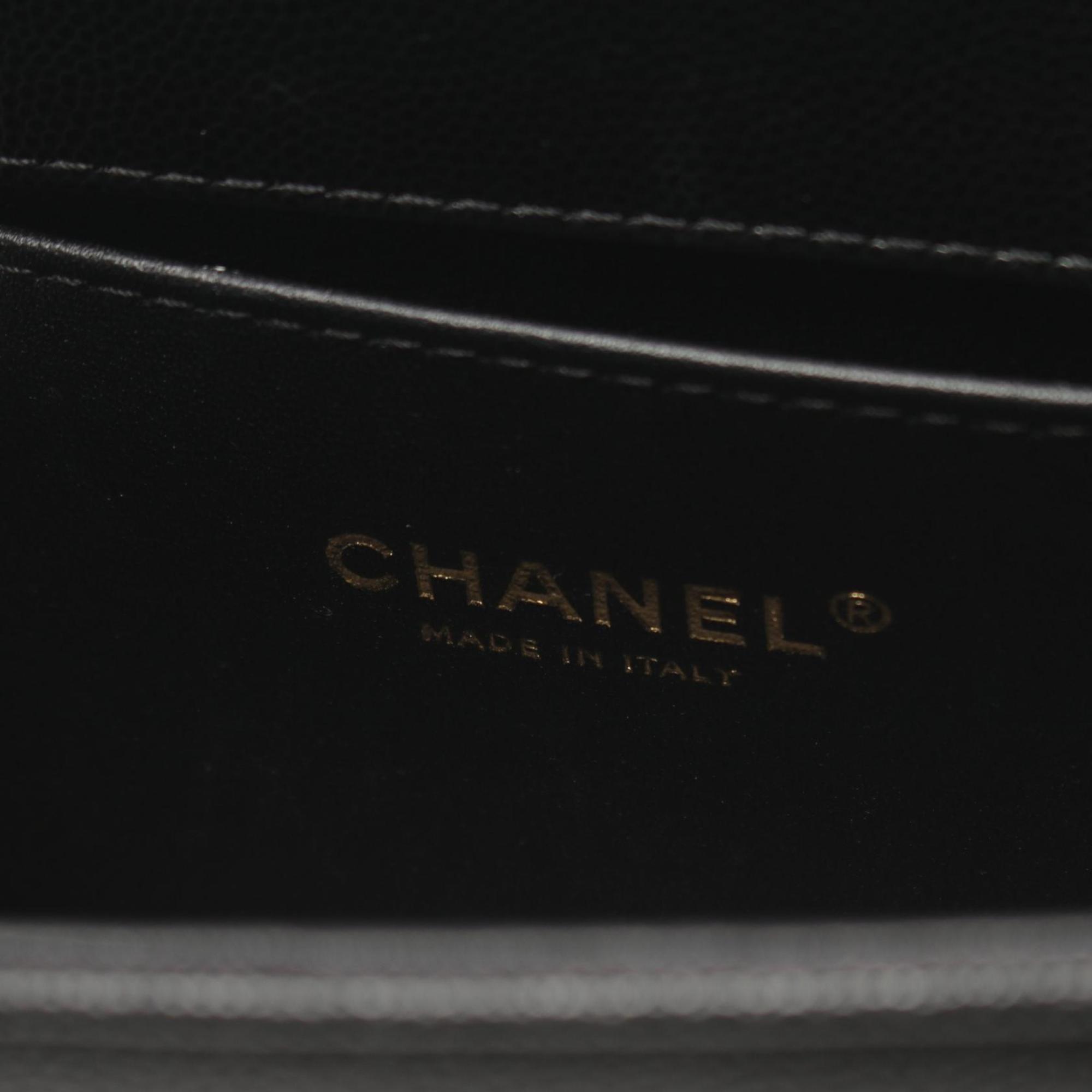 Chanel Black Leather Grained Calfskin Boy Chanel Small Chevron V-Stitch Shoulder Bag