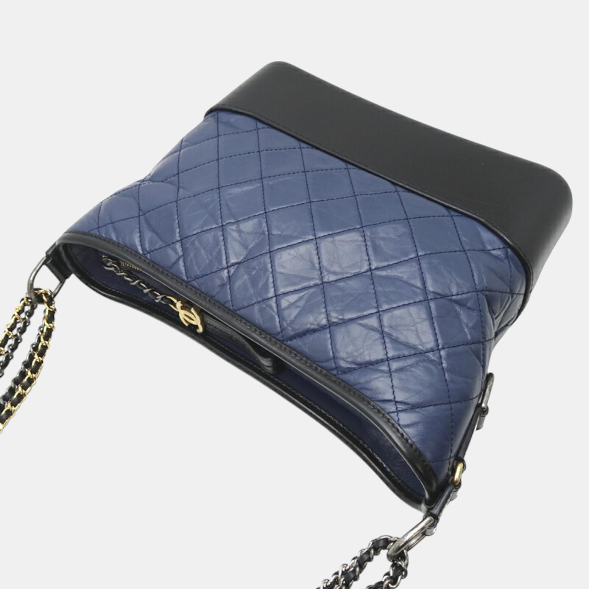 Chanel Lambskin Navy Gabrielle De Large Chain Shoulder Bag