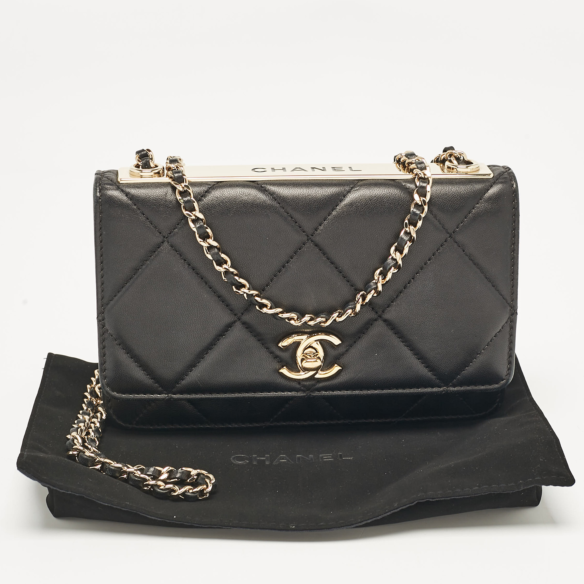 Chanel Black Quilted Leather Trendy CC Wallet On Chain