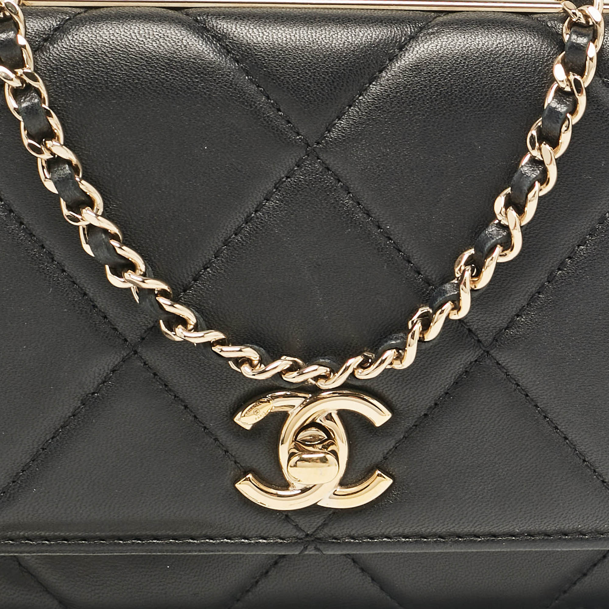 Chanel Black Quilted Leather Trendy CC Wallet On Chain