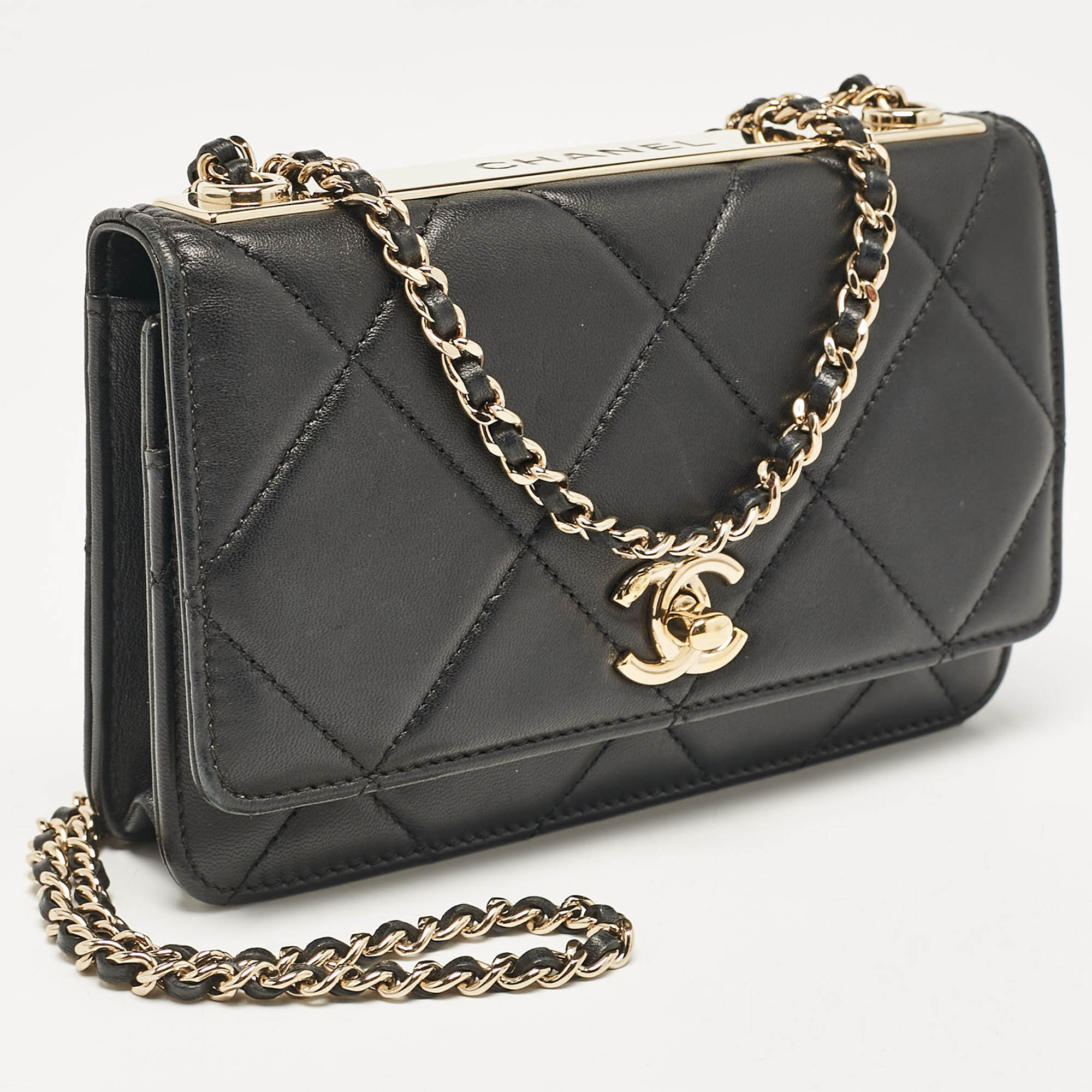 Chanel Black Quilted Leather Trendy CC Wallet On Chain