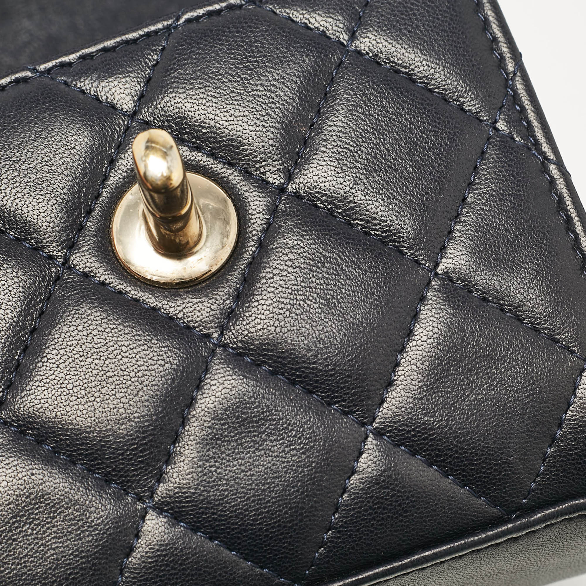 Chanel Navy Blue Quilted Leather Micro Trendy CC Clutch