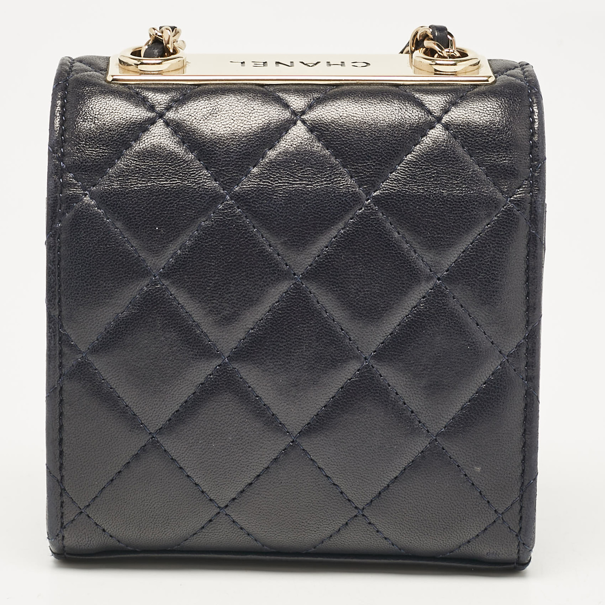 Chanel Navy Blue Quilted Leather Micro Trendy CC Clutch