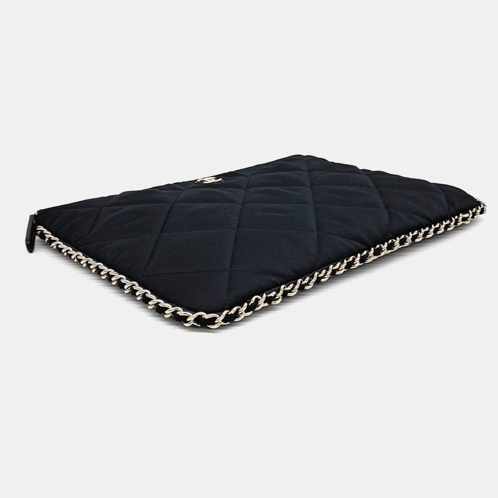 Chanel Black Fabric Clutch