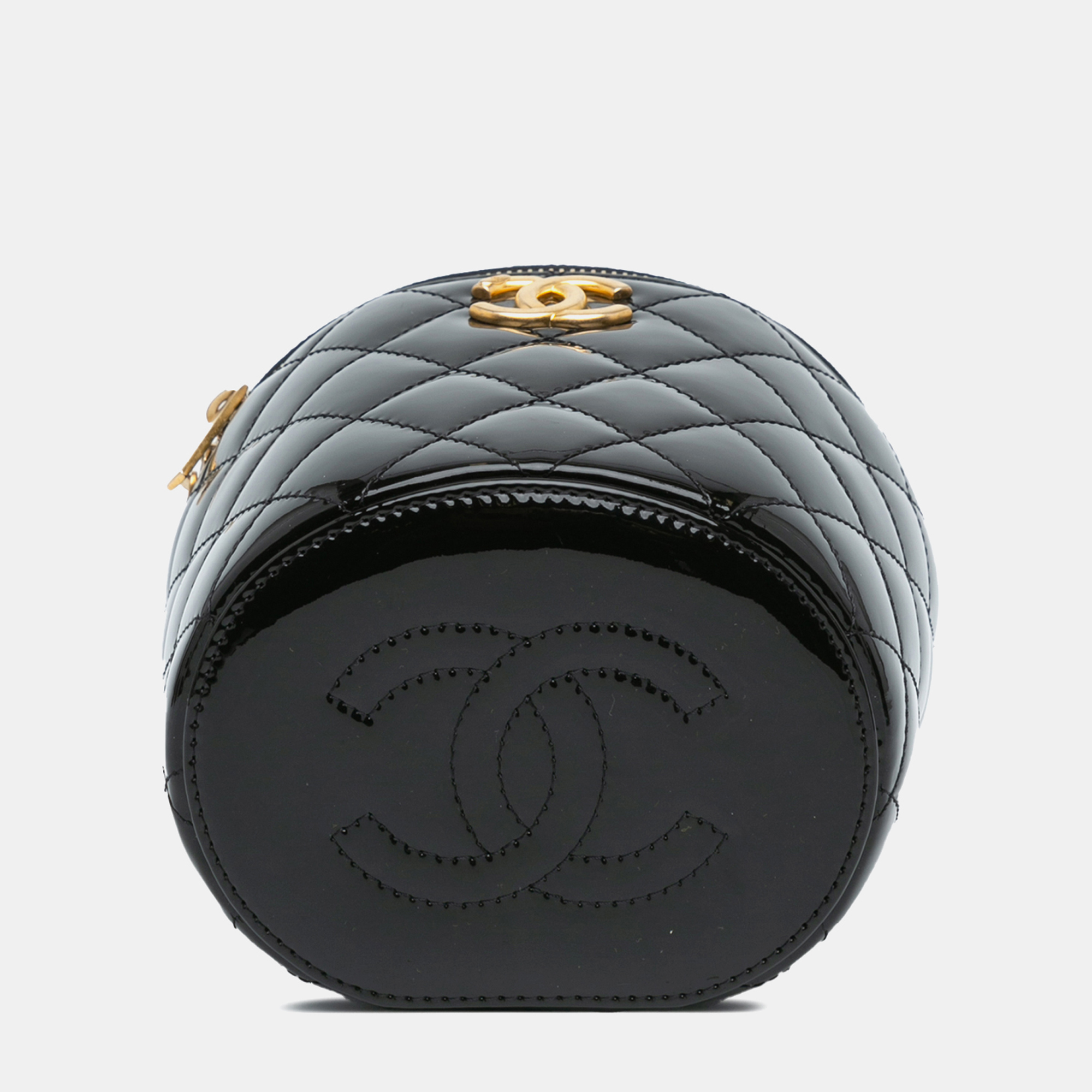 Chanel Quilted Patent Afternoon Tea Vanity Case With Chain