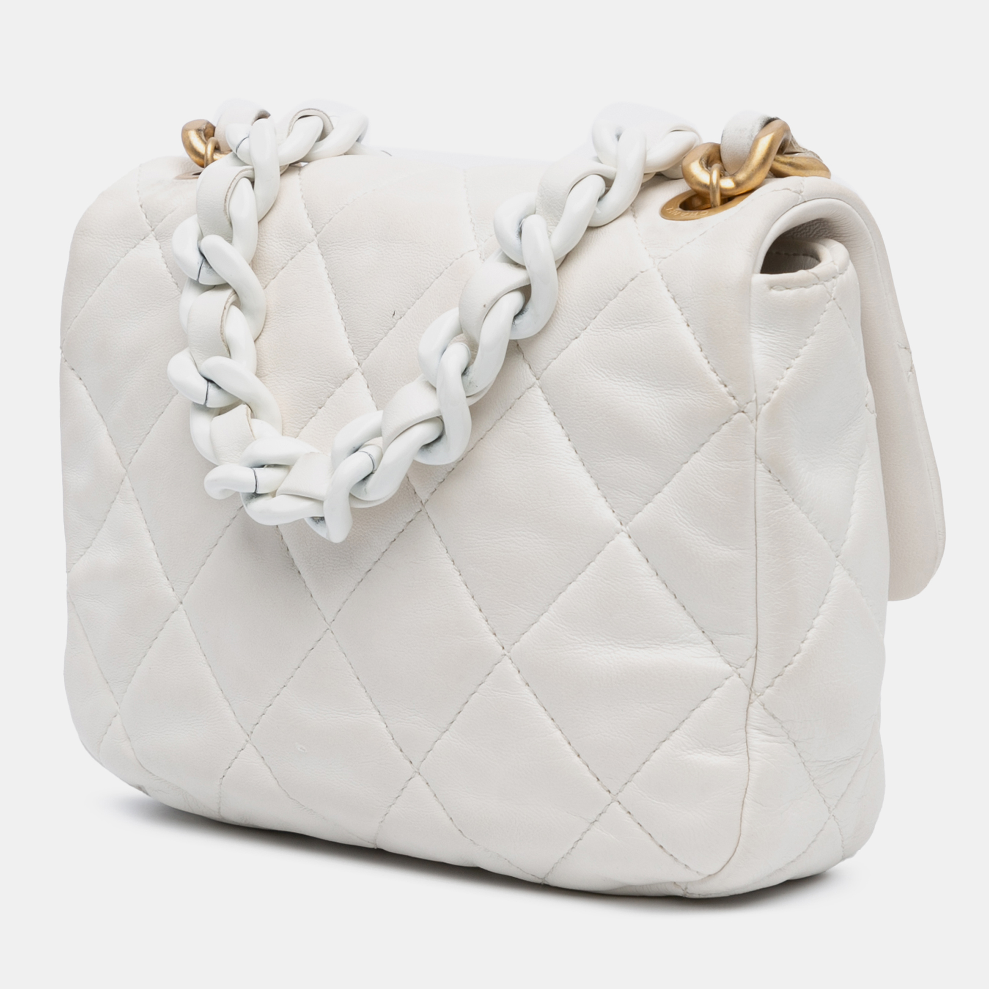 Chanel Mini Quilted Lambskin Lacquered Chain Flap