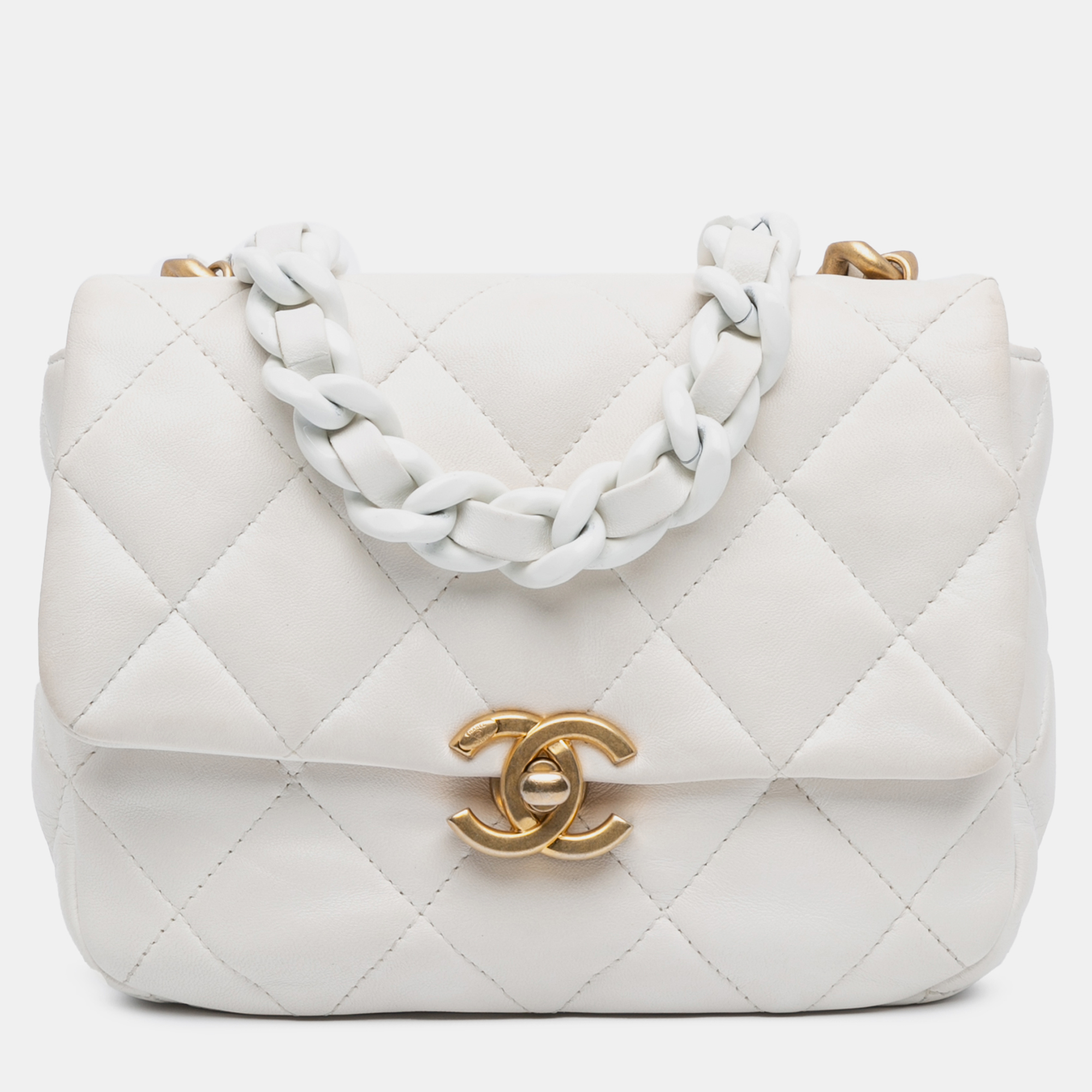 Chanel Mini Quilted Lambskin Lacquered Chain Flap