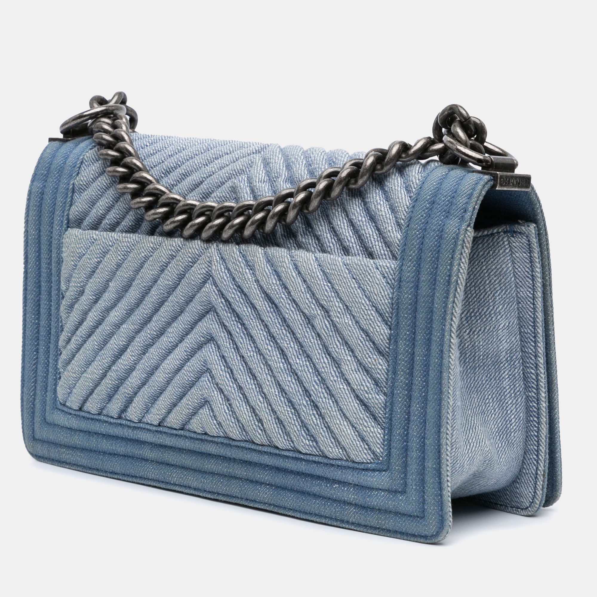 Chanel Medium Denim Chevron Boy Flap