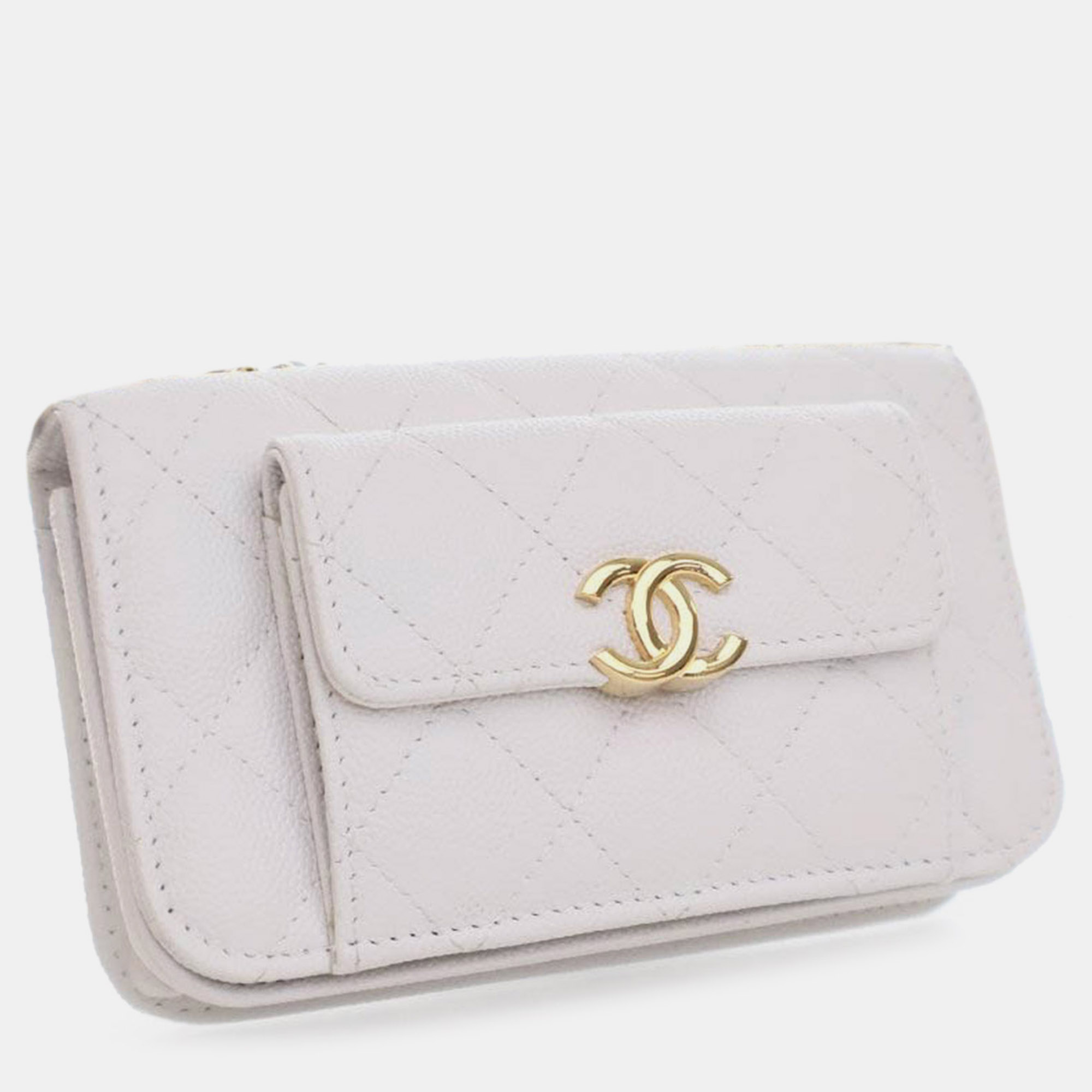 Chanel Quilted Caviar Pocket Twins Clutch With Chain