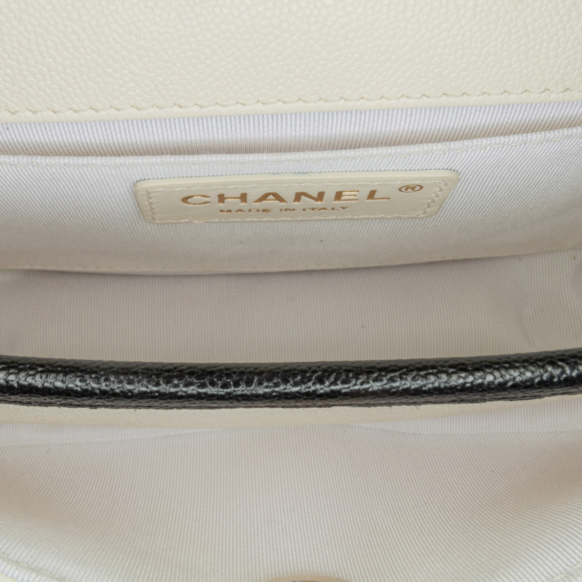 Chanel White Caviar Leather Chanel Mini Caviar Round Messenger Flap Bag