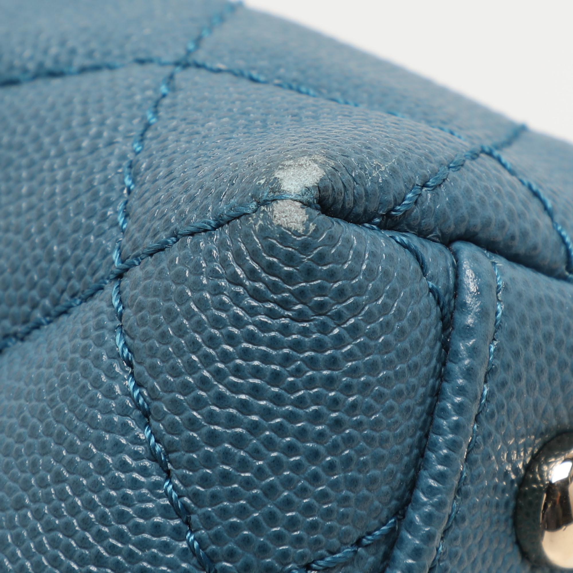 Chanel Blue Quilted Caviar Leather Mini Coco Top Handle Bag