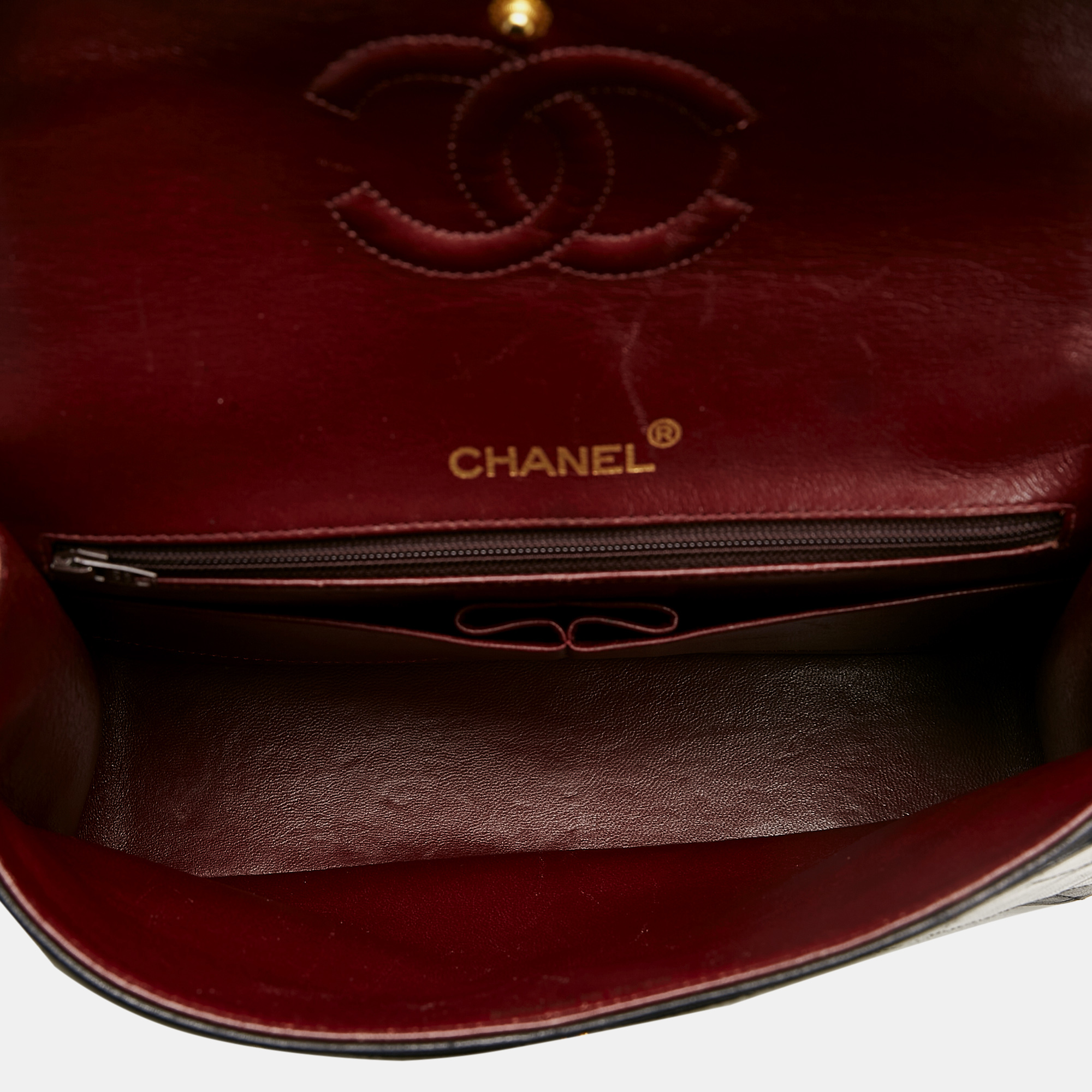 Chanel Red Leather Chanel Medium Tall Classic Lambskin Double Flap