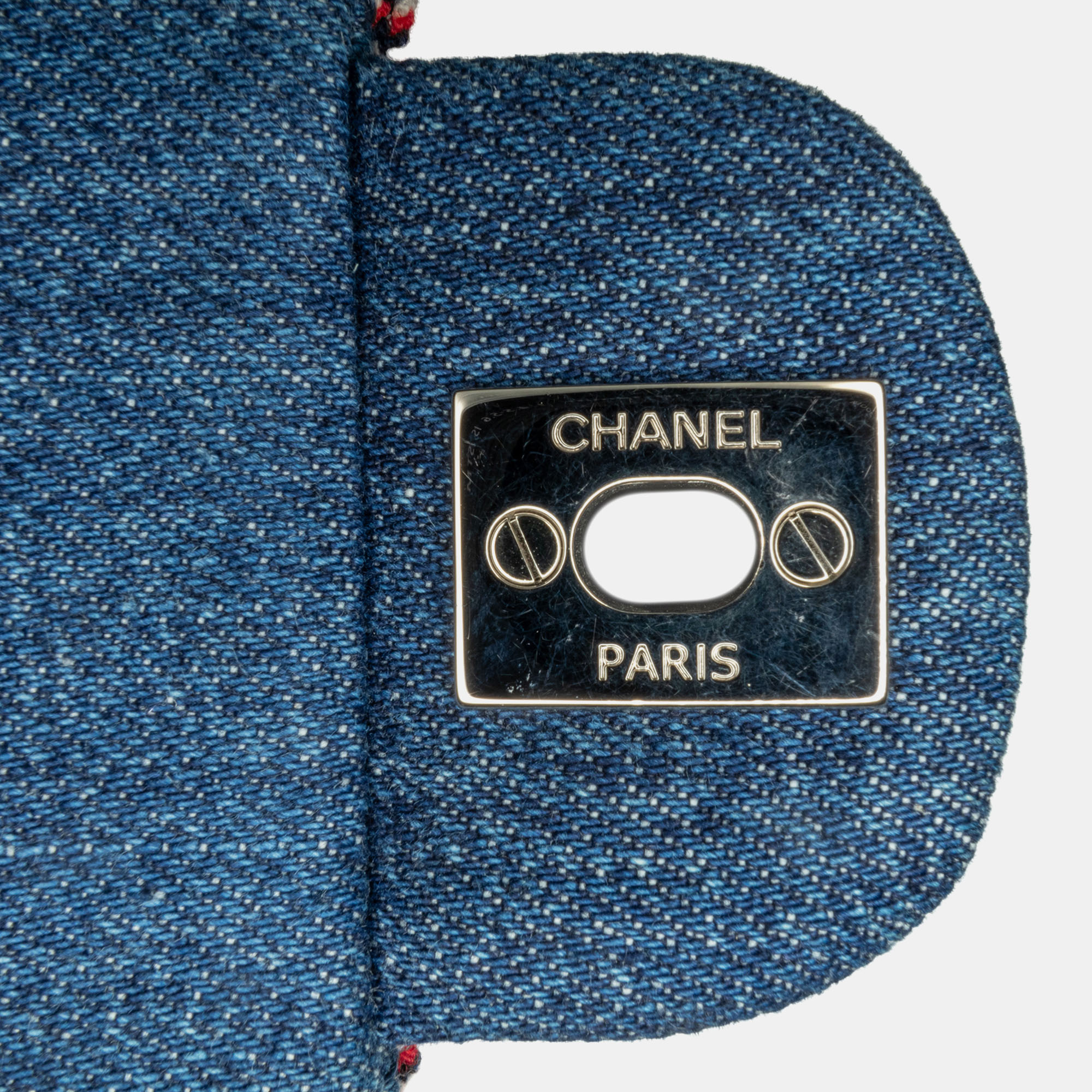 Chanel Blue Denim And Tweed Chanel Mini Rectangular Classic Denim Tweed Framed Single Flap