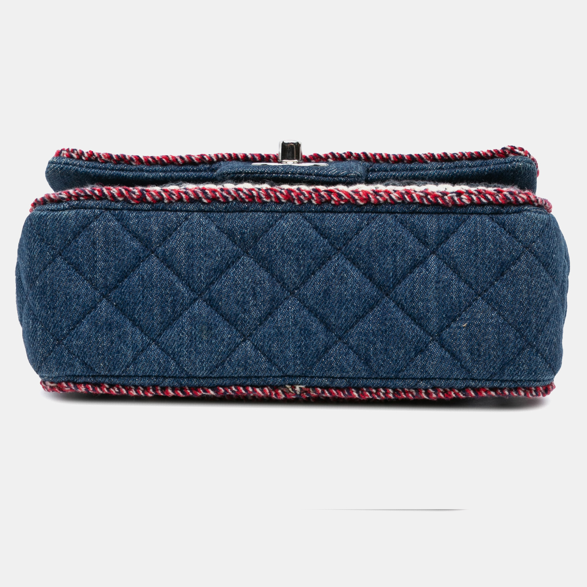 Chanel Blue Denim And Tweed Chanel Mini Rectangular Classic Denim Tweed Framed Single Flap